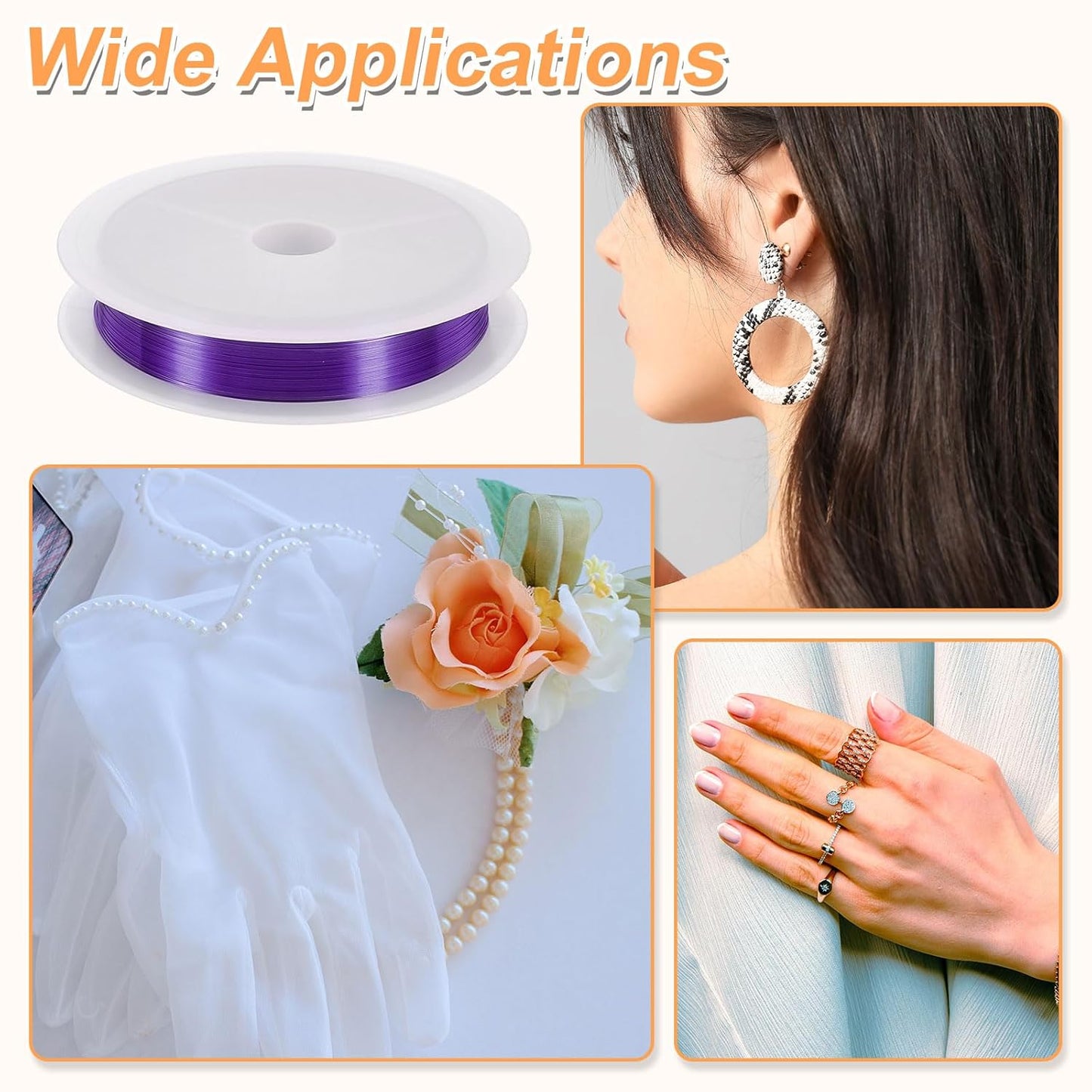 HARFINGTON 82ft Jewelry Wire, 32 Gauge (0.2mm) Brass Craft Soft Metal Tarnish Resistant Copper Beading Wire for Jewelry Making Supplies Crafting, Purple