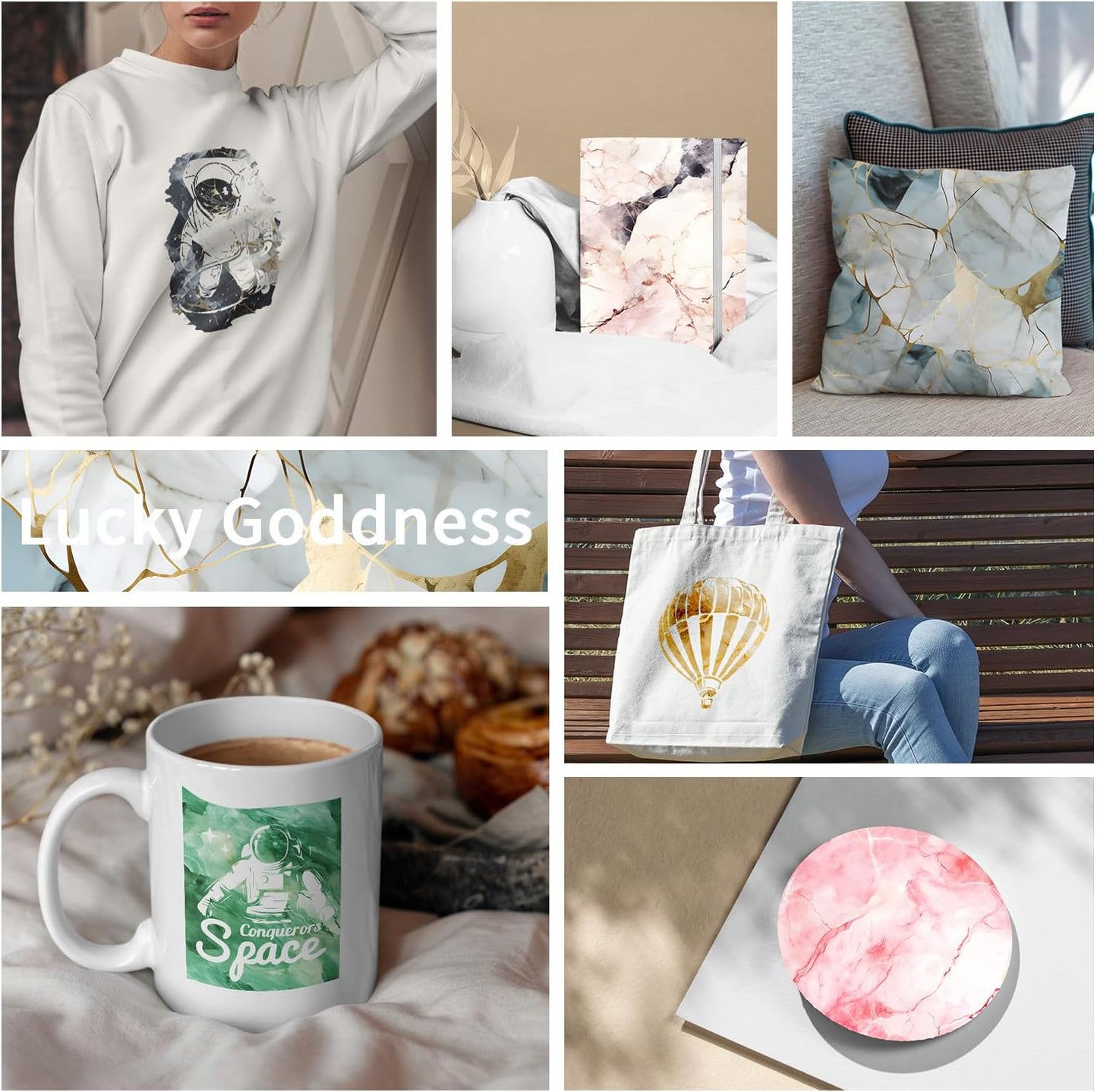 Sublimation Transfer Sheets for Heat Press Machine,Marble Sublimation Paper for Tumblers Blanks Tshirts,12 Sheets 12x12inch