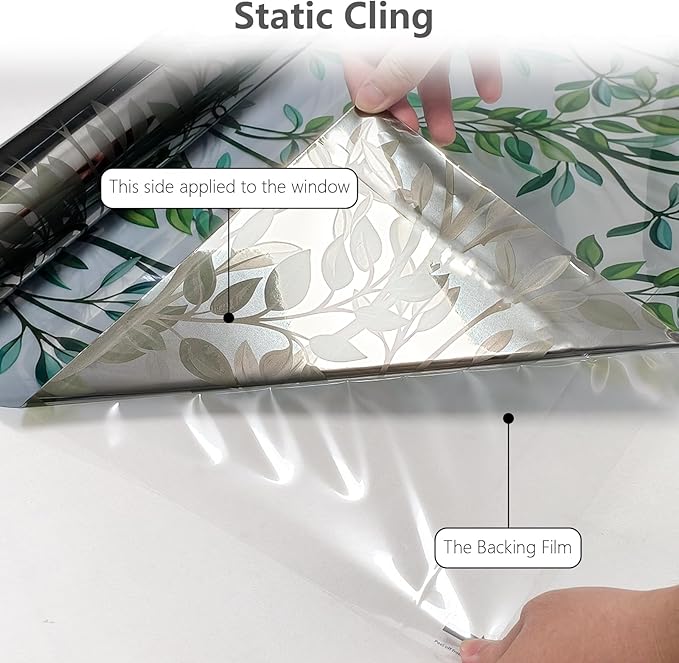 NINETREX One Way Window Privacy Film, Daytime Privacy Static Cling Sun Blocking Anti UV Reflective Window Tint for Home and Office 35.4 x 78.7 inches, Black Silver Leaf