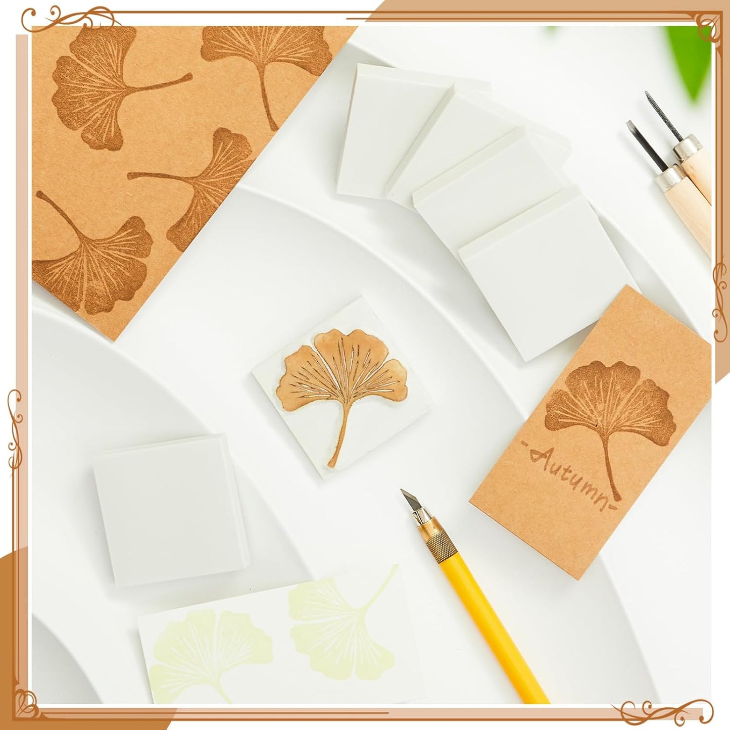 Frienda 24 Pcs 2" X 2" Rubber Carving Blocks Linoleum Blocks for Printmaking, Stamp Making, DIY Crafting, Scrapbook, Painting, Soft and Easy to Carve (White)