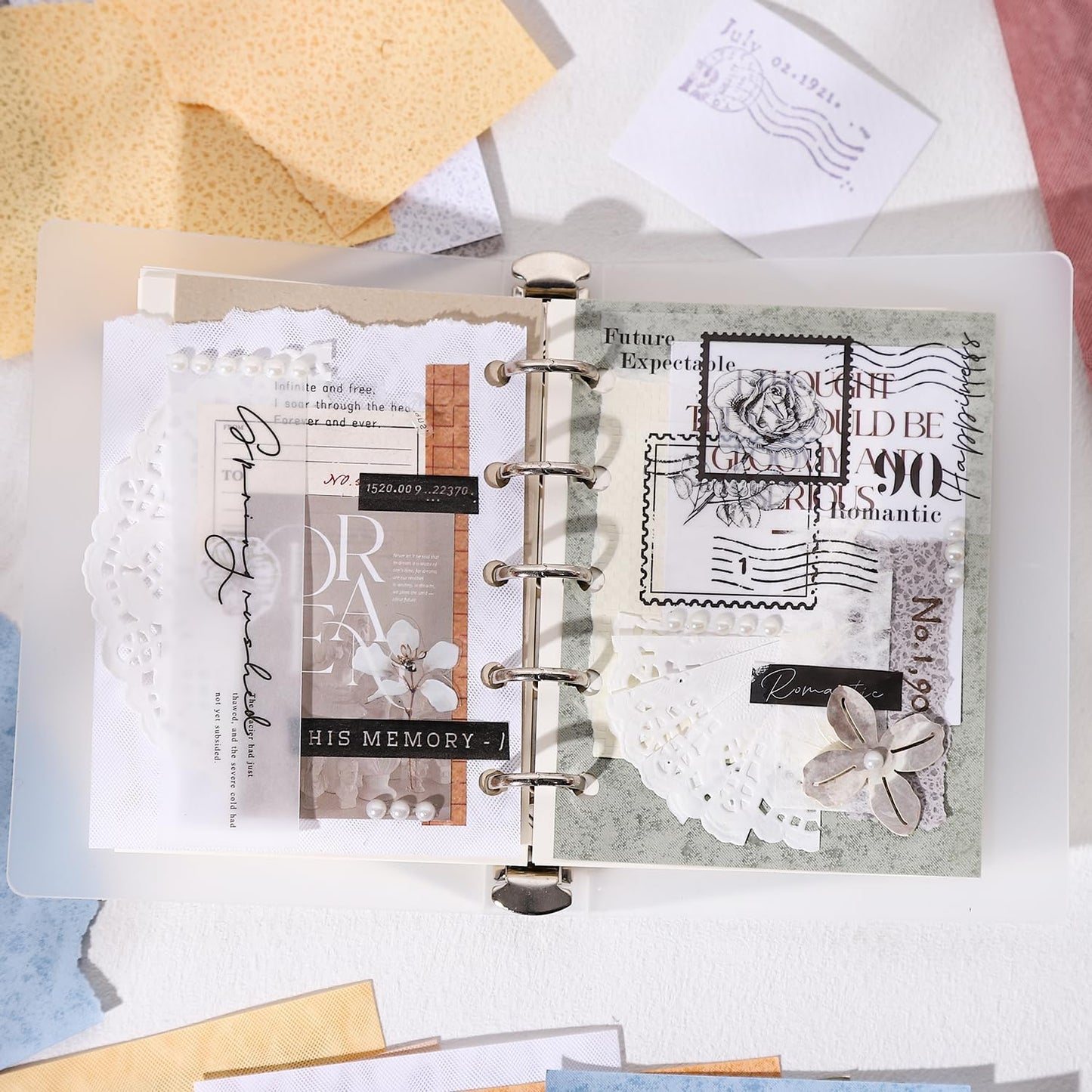 Textured Scrapbook Paper Set, 120 PCS Retro Decorative Craft Paper for Journaling, Scrapbook Supplies, DIY Card Making, Collage, and Planner 3.07 × 4.72 inch