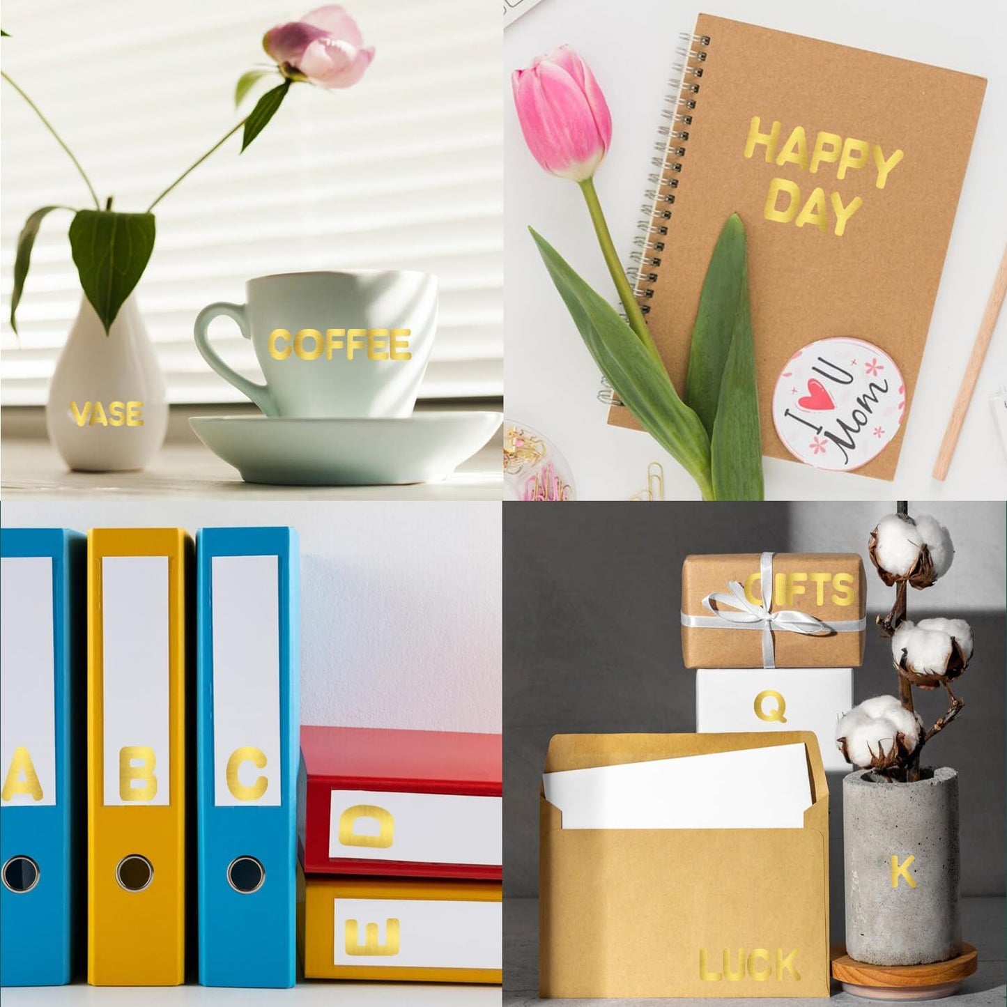 Starboling Letter Stickers, 1/2 inch Gold Alphabet Stickers, Self-Adhesive Vinyl for Mailbox Numbers, Bulletin Boards, Classroom & Home Decor, 0.5''