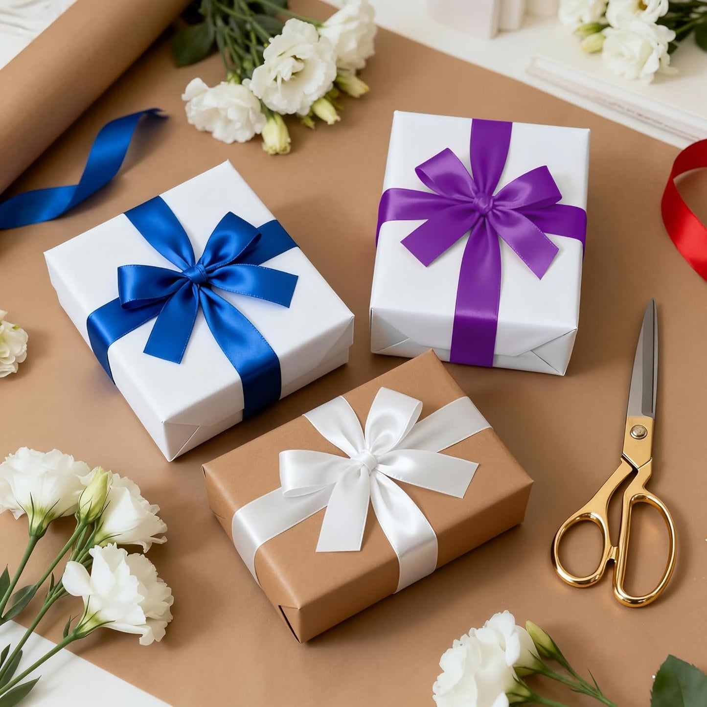 1-1/2 Inch 100 Yards Satin Ribbon Purple, Solid Color Fabric Ribbon for Gift Wrapping, Wedding, Polyester Gift Ribbon for Birthday Party Decoration, Craft, Hair, Floral, Sewing