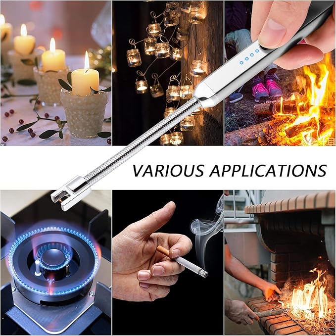 MEIRUBY 2 Pack Electric Candle Lighter, Birthday Christmas Stocking Stuffers Gifts for Women Mom Men Wife Sister, USB Arc Rechargeable Windproof Long Lighter for Candle BBQ Housewarming Gift Idals