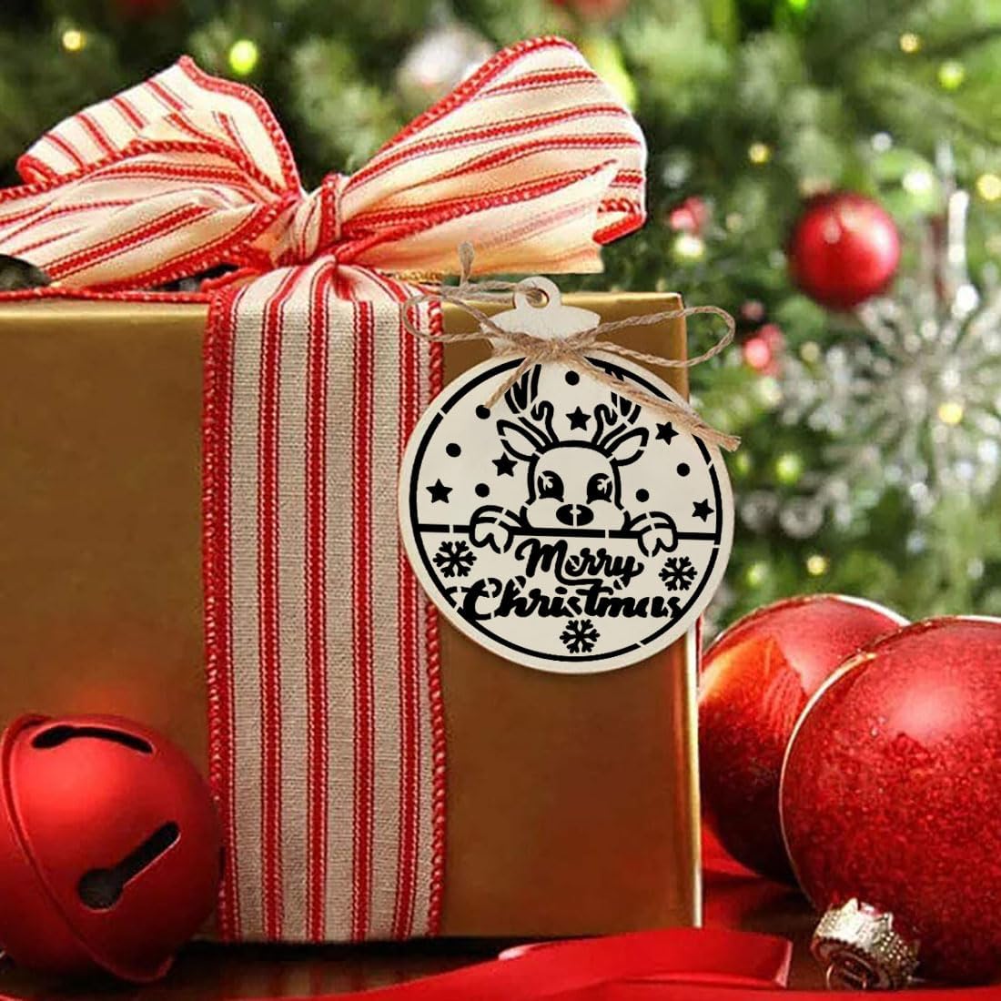 Small Christmas Stencils for Painting on Wood 3inch Christmas Stencils for Crafts Reusable Holiday Stencil Templates for Wood Slice Tier Tray Christmas Tree Decor