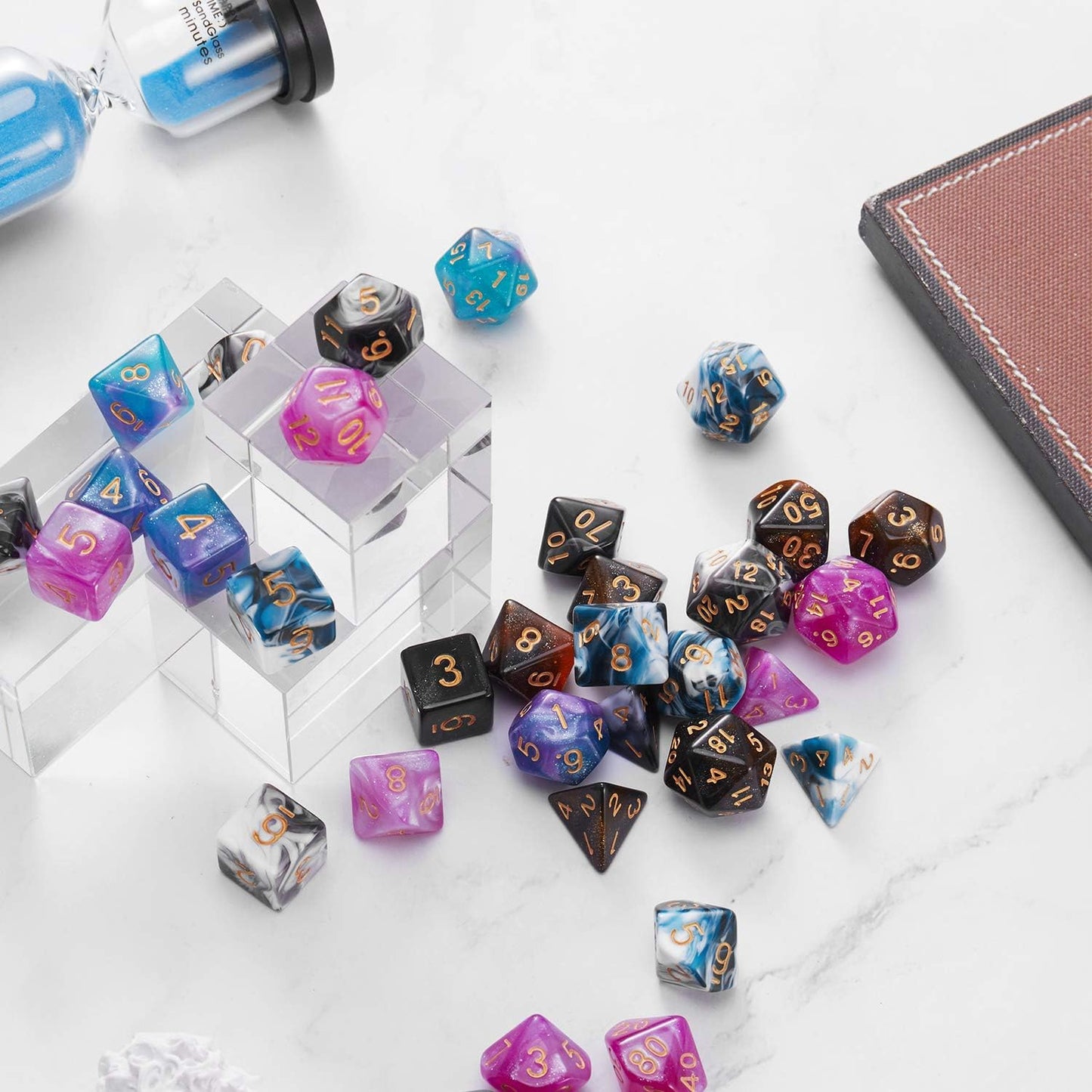 Coyeekn DND Dice Set, 20 x 7 (140 Pieces) Polyhedron Dice 20 Colors Dice for Dungeons and Dragons DND RPG MTG Table Games D4 D8 D10 D12 D20 with 1 Large Flannel Bag