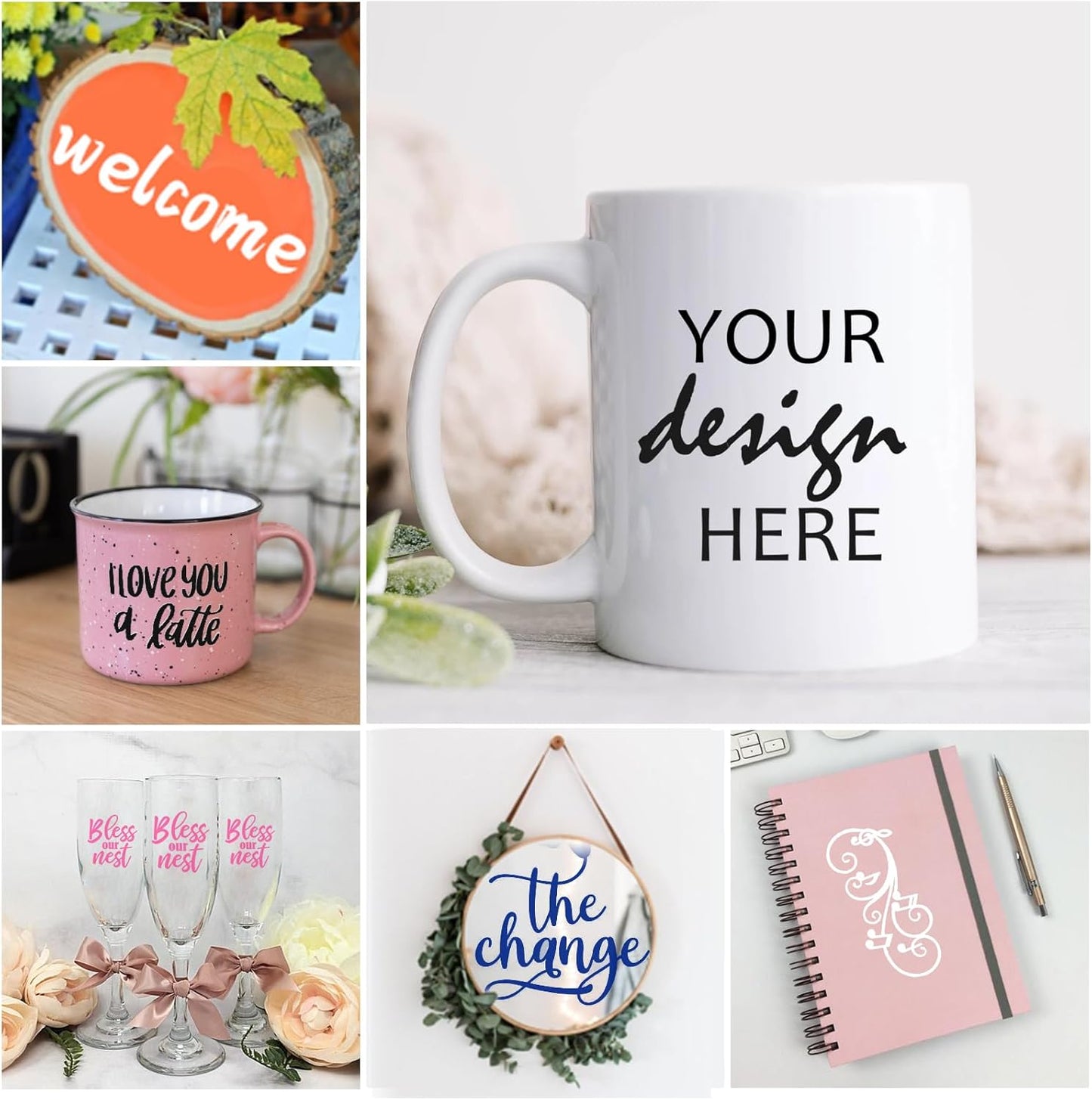 HTVRONT White Permanent Vinyl - 14 Pack Matte White Adhesive Vinyl, 12 ” x 12 ” Permanent Vinyl Sheets for Craft Projects, Party Decoration, Permanent Adhesive Vinyl for Cutting Machine