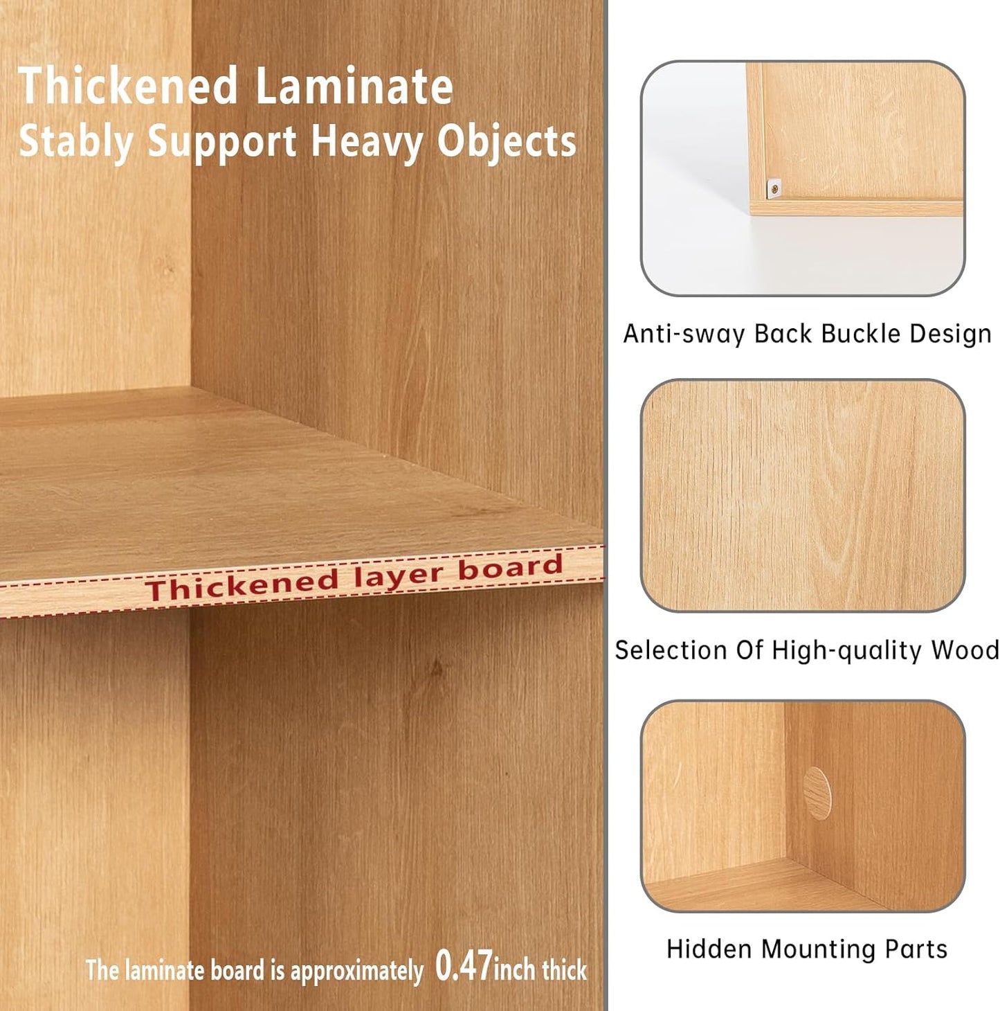 Wooden 6-Cube Storage Organizer with Closed Back Panel, 11in Cube Shelf Opening, Bookshelf, Display Shelf,Closet Cabinet for Home and Office,Natural Oak