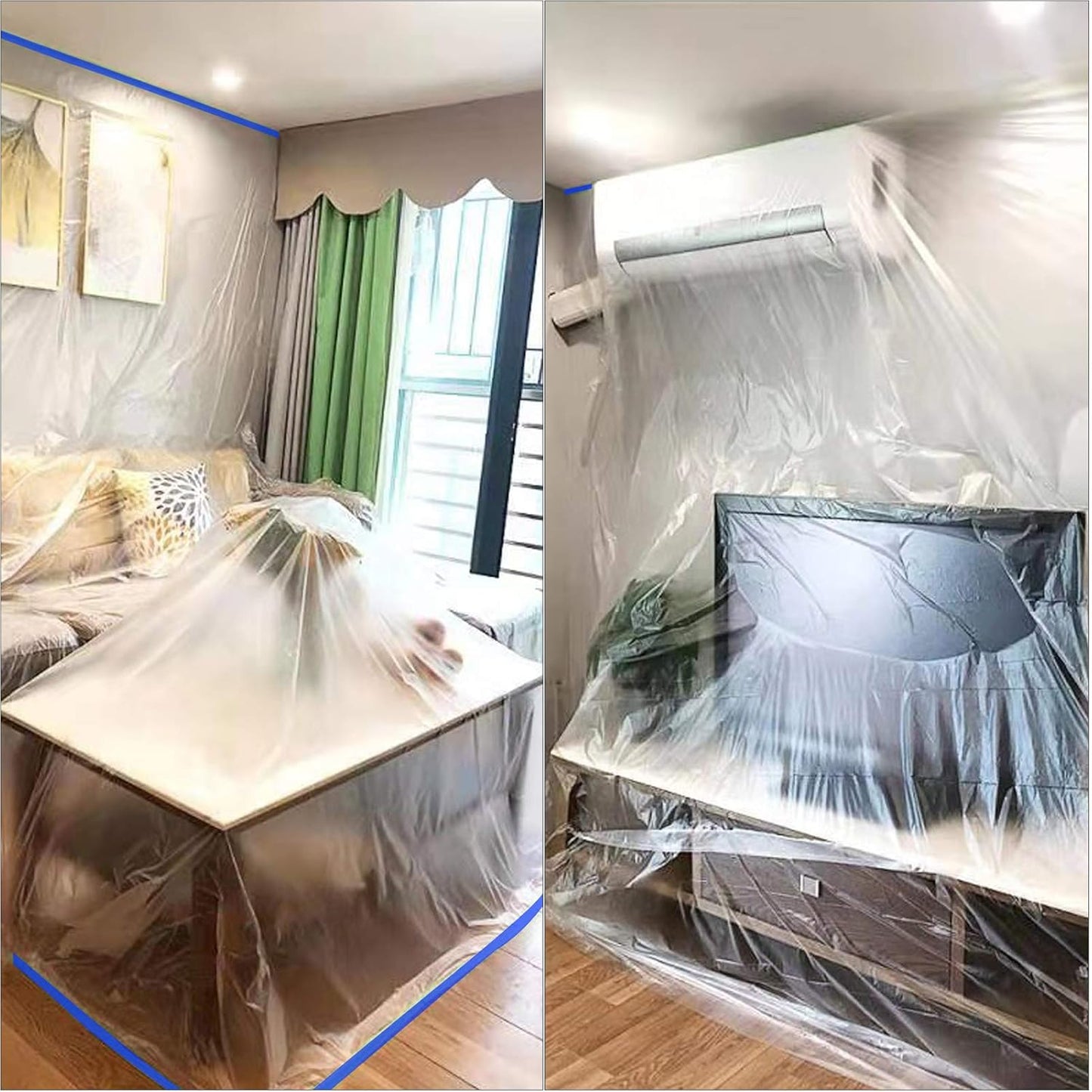 VECOPE 3-Piece Set,Pre- Masking Film Protection Covering Cloth Tape | for Automotive Covering Painting Paint Masking (9.2-Feet X 65 Feet)