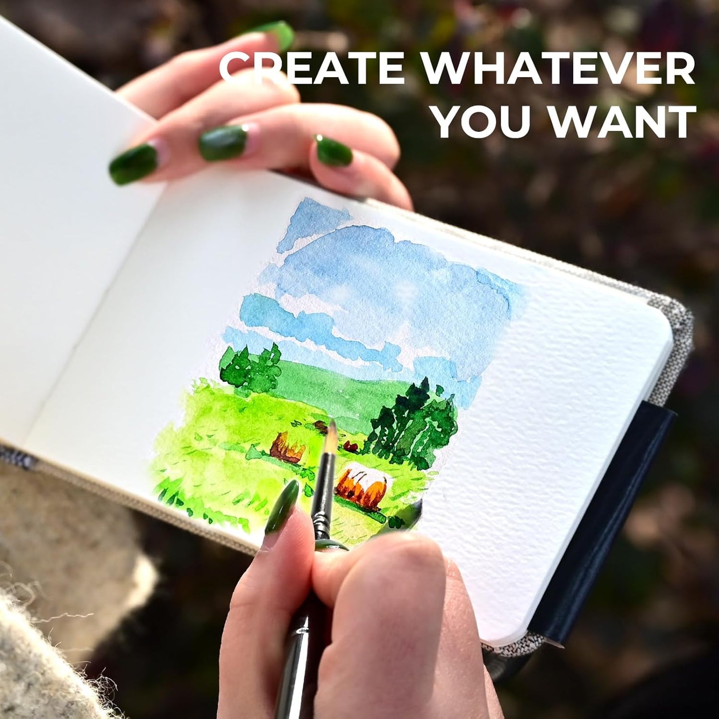 Funto Watercolor Journal, 3.5x5.5, 2 Pack, 24 Sheets Each, Cold-Pressed with Inner Pocket, 110lb/230gsm, Suitable for Techniques and Mixed Media