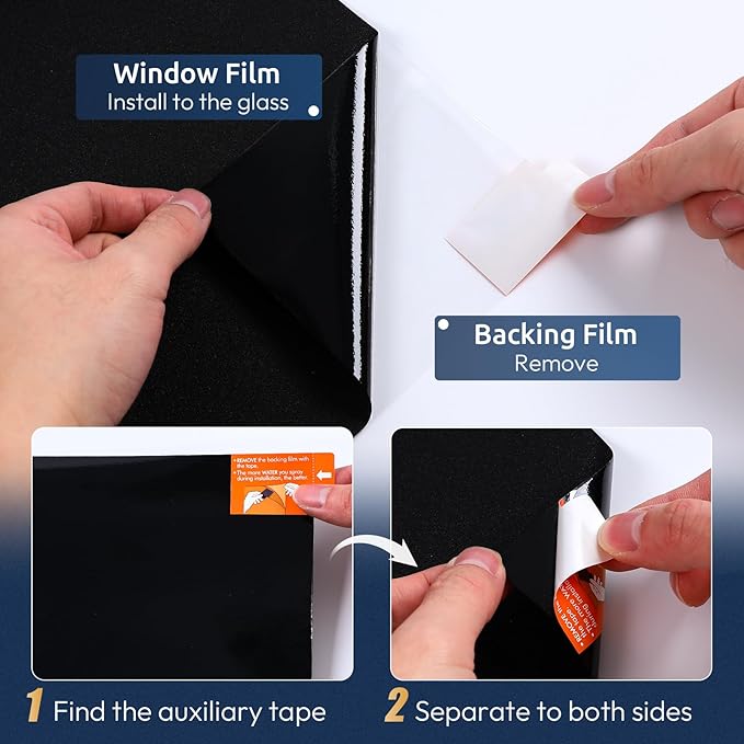 rabbitgoo Blackout Window Privacy Film with Tools Glass Bathroom Static Cling Sun Heat Blocking Light Darkening Removable Coverings for Home Bedroom Door UV Protection Sticker, 35.4 x 78.7 inches