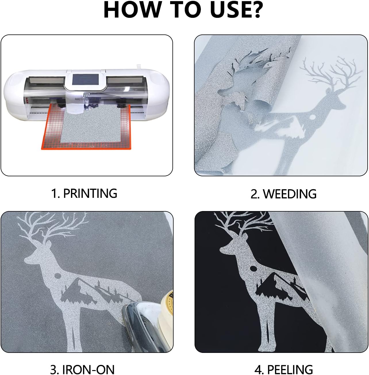 guangyintong Glitter Silver Heat Transfer Vinyl HTV Rolls, 12" x 8ft Iron on Vinyl for T-Shirts Glitter Silver HTV Vinyl for All Cutter Machines Easy to Cut & Weed for Heat Vinyl Design