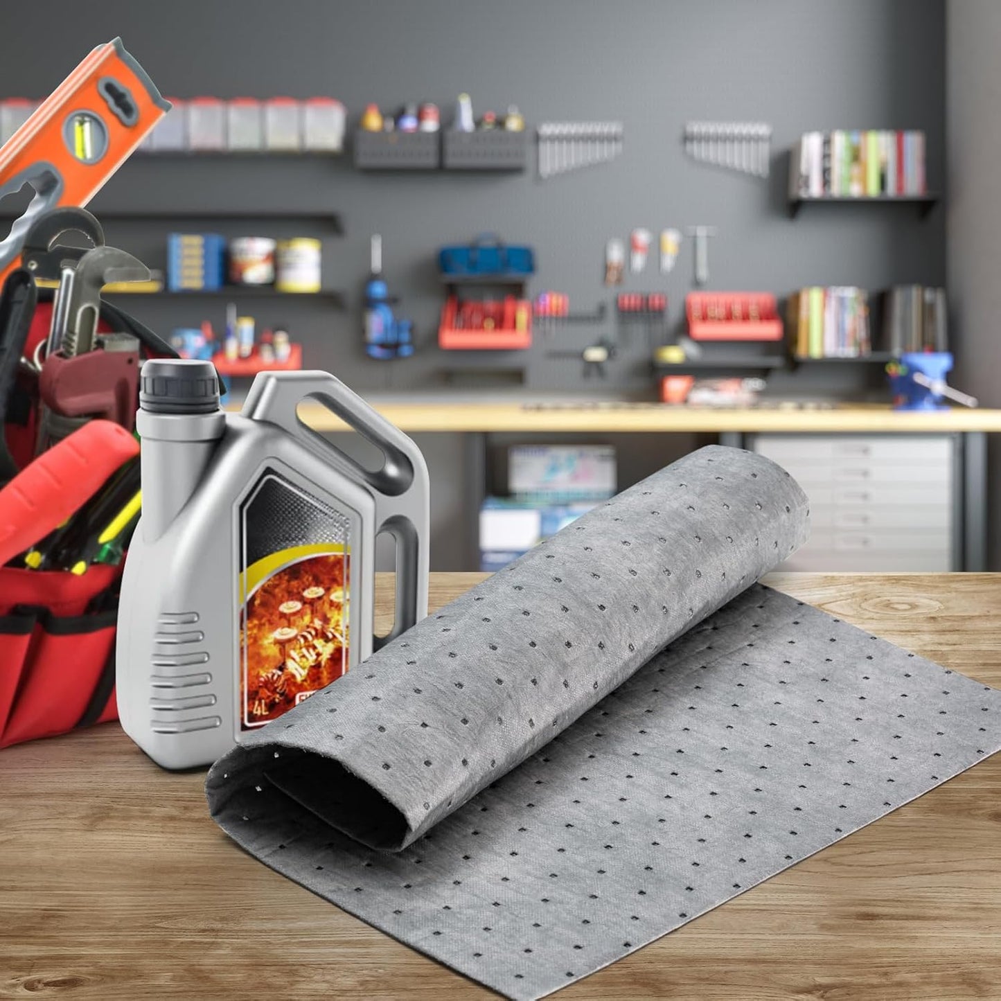 15" x 20" Heavyweight Oil and Water Absorbing Pads,Gray Absorbing Heavy Weight Oil and Water Absorbent Mat Pad 30Pads(Gray)