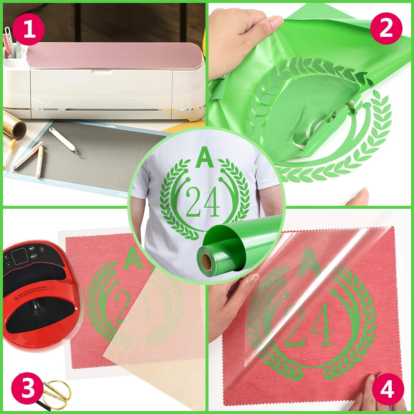 RENLITONG Light Green HTV Iron on Vinyl 12Inch by 10ft Roll Heat Transfer Vinyl for T-Shirt HTV Rolls for All Cutter Machine - Easy to Cut & Weed for Heat Transfer Design