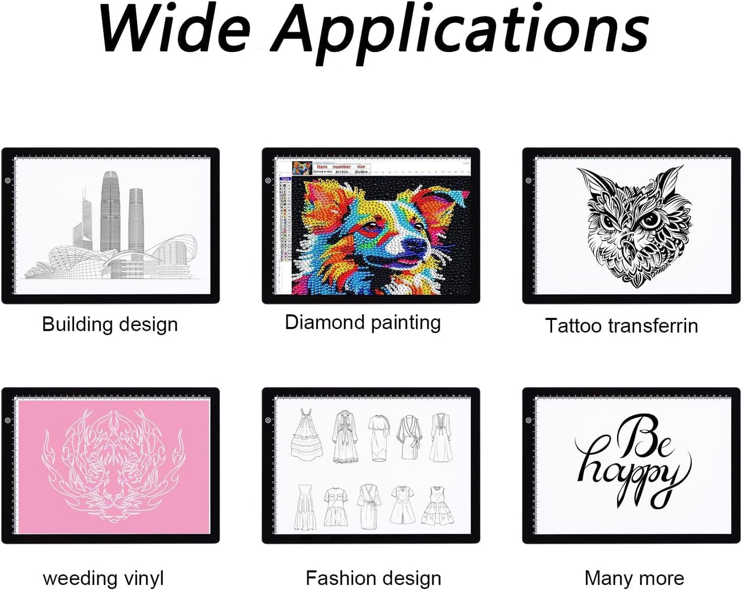 LUXJOYFUL A4 LED Tracing Light Box Board, Ultra-Thin Stepless Diamond Painting Light Board, Lightbox for Tracing and Drawing, Vinyl Weeding, Artist, Tattoo