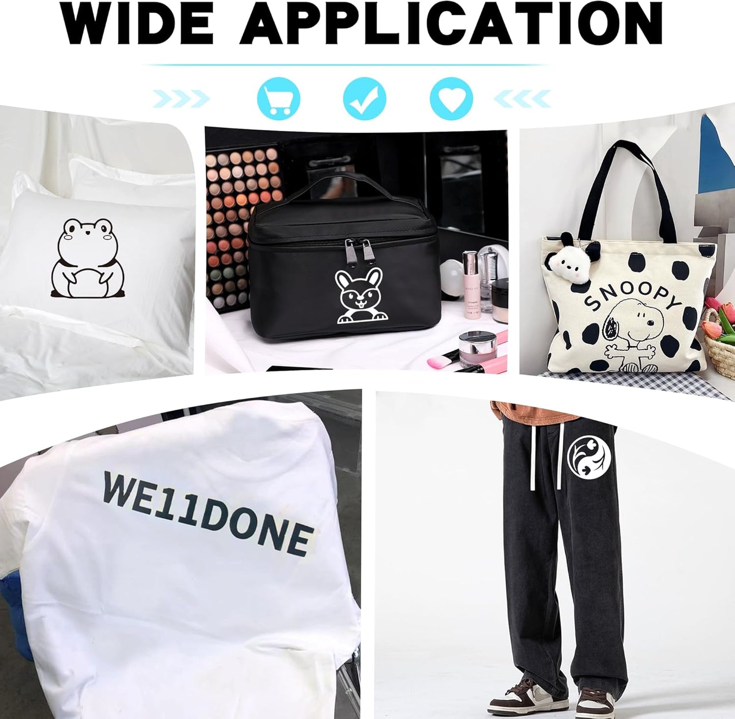 HTVVETUR Iron on Vinyl 2 Rolls 12" x 25ft HTV Black and White Heat Transfer Vinyl for T-Shirt HTV Rolls for All Cutter Machine - Easy to Cut & Weed for Heat Transfer Design