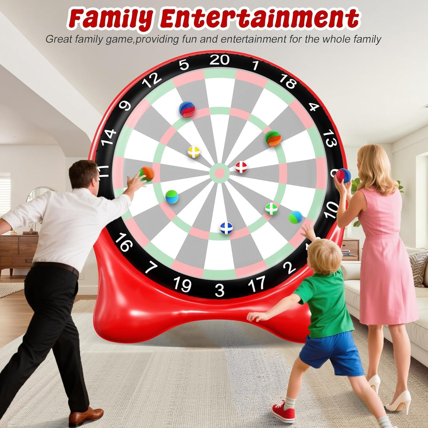 Inflatable Soccer Dart Board, Giant Kick Darts, Indoor Outdoor Lawn Yard Games for Kids Adults Family, Big Jumbo Carnival Games for Party | 6ft Golf Game Dart Boards with Pump Accessories