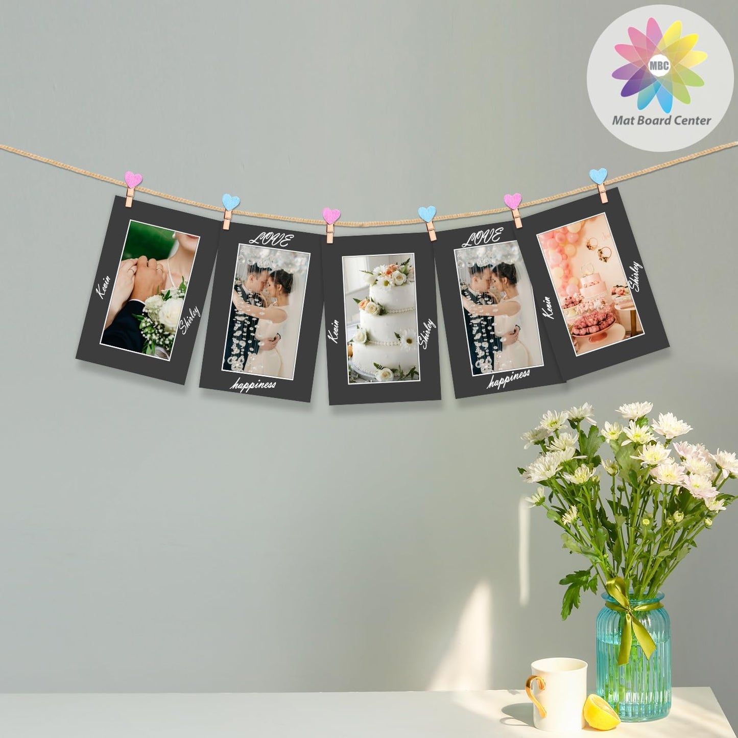 MBC MAT BOARD CENTER, 5 Pack 4x6 for 3x5 Black Picture Mats Frame Mattes, Bevel Cut, Acid Free, 4-ply Thickness