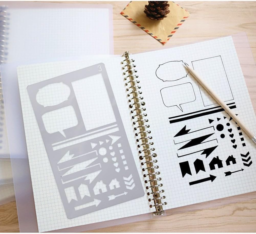 30 PCS Journal Stencils, Planner Stencils for Junk Journal Notebook Diary Scrapbook DIY Drawing Template Journal Stencil 4x7 Inch