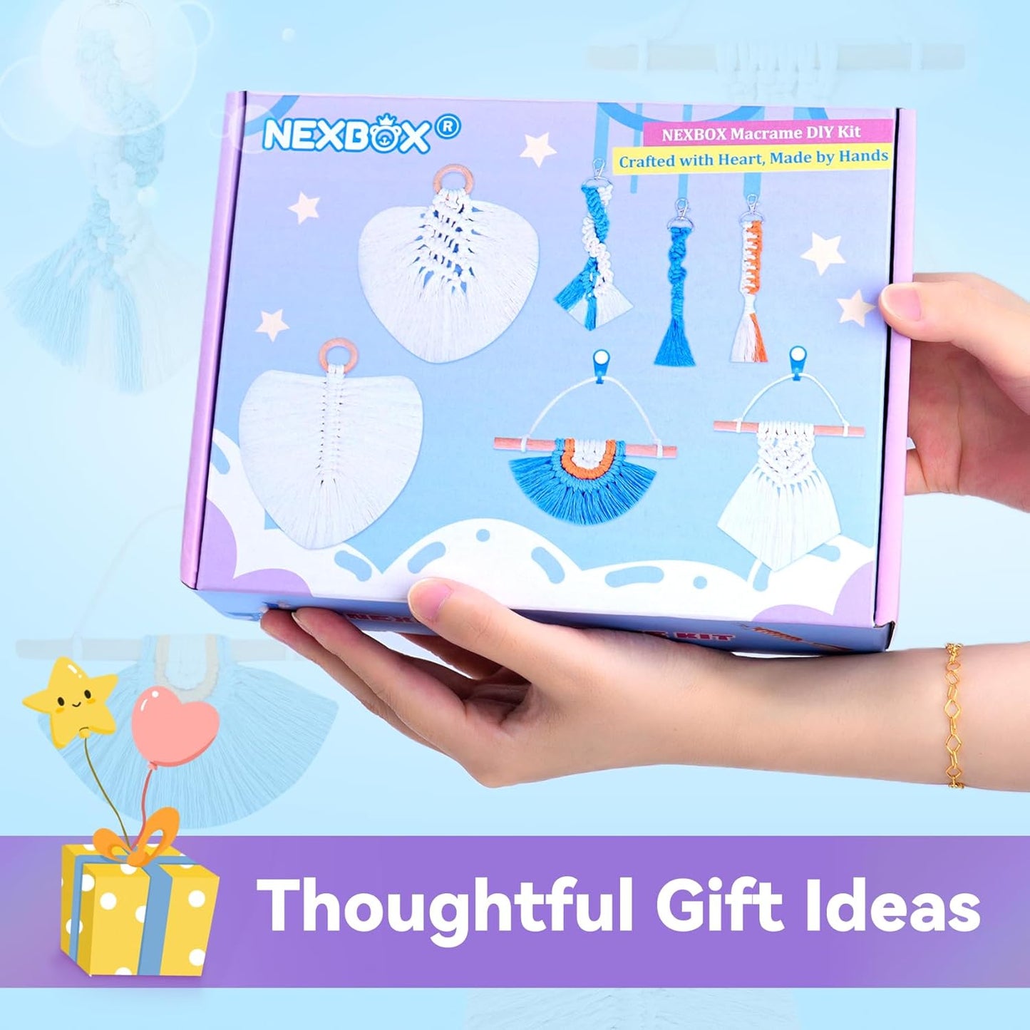 NEXBOX Macrame Kit for Kids & Adults Beginners, DIY Crafts for Girls Age 6-8 8-12 Year Old, Gifts Ideas for Birthday & Christmas - Colorful 3mm Cord