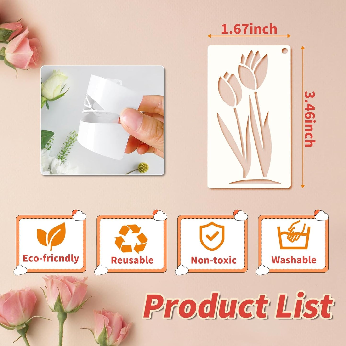 60 Pcs Flower Stencils for Painting, Reusable Small Craft Stencils for Wood, Furniture, Walls, and DIY Art Projects for Kids and Adults