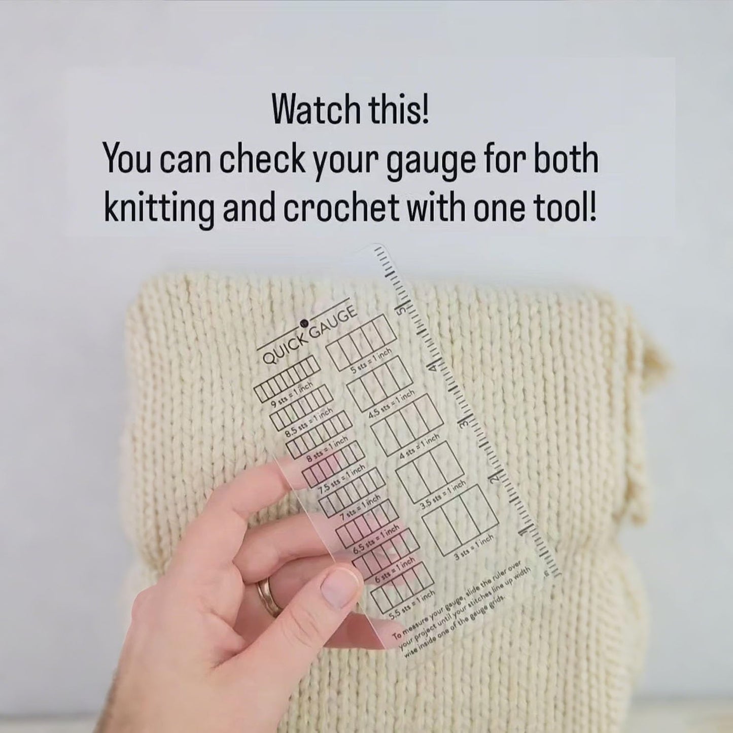 Quick Gauge Ruler, Gauge Ruler for Knitting and Crochet, Scarf Keychain Knitting No Counting Needed, Slide Sewing Rulers and Guides for Fabric Stitch Measuring Crochet Tool(4pcs)