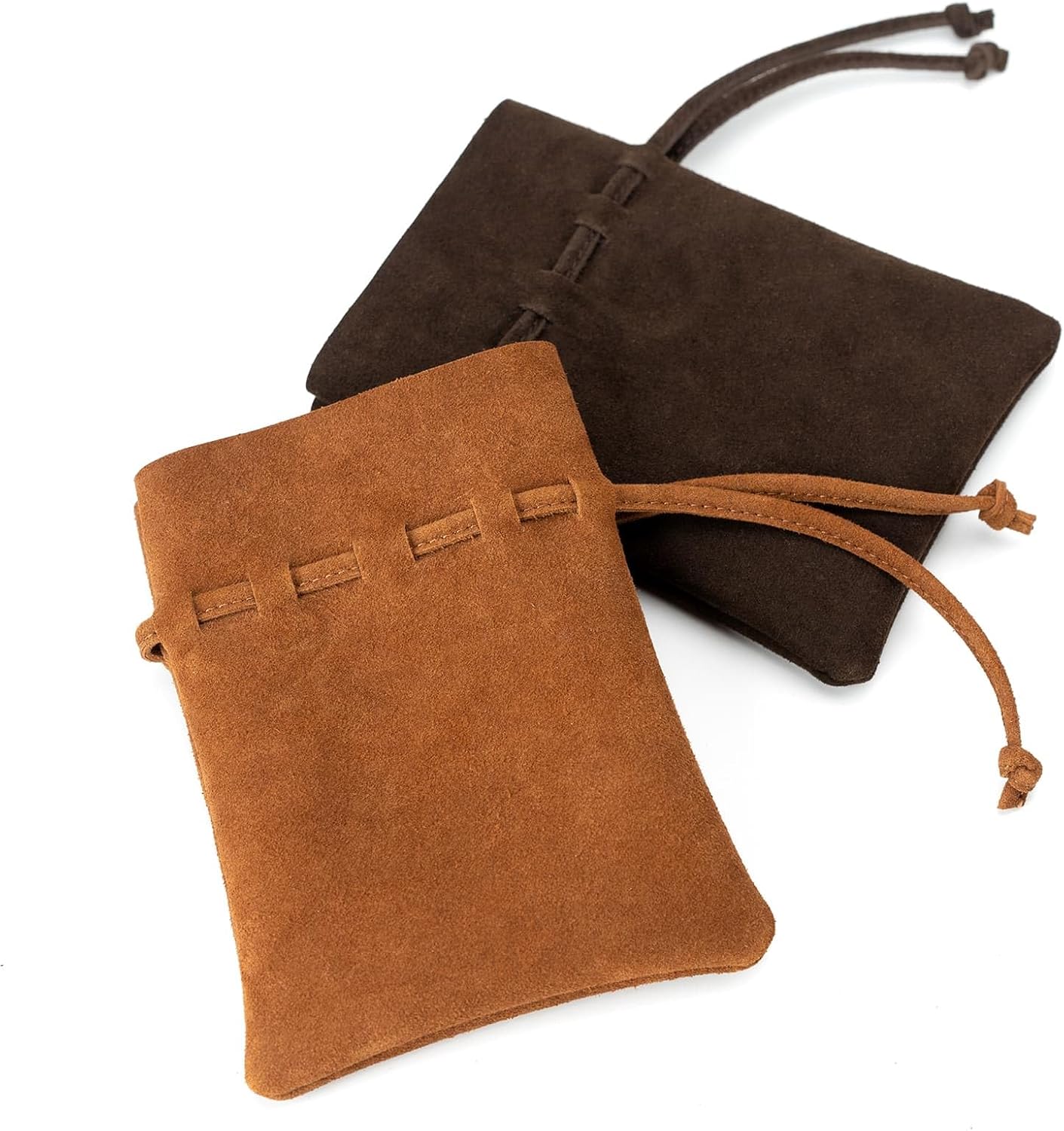 Medieval Drawstring Coin Pouch Bag, Leather Coin Pouch,Renaissance Drawstring Pouch Dice Bag, Small Coin Purse for Women/Men, Brown Swayze Suede