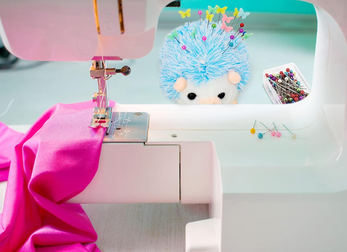 2 Hedgehog Sewing Pincushion with 200 Pieces Sewing Pins Set for Sewing DIY Projects