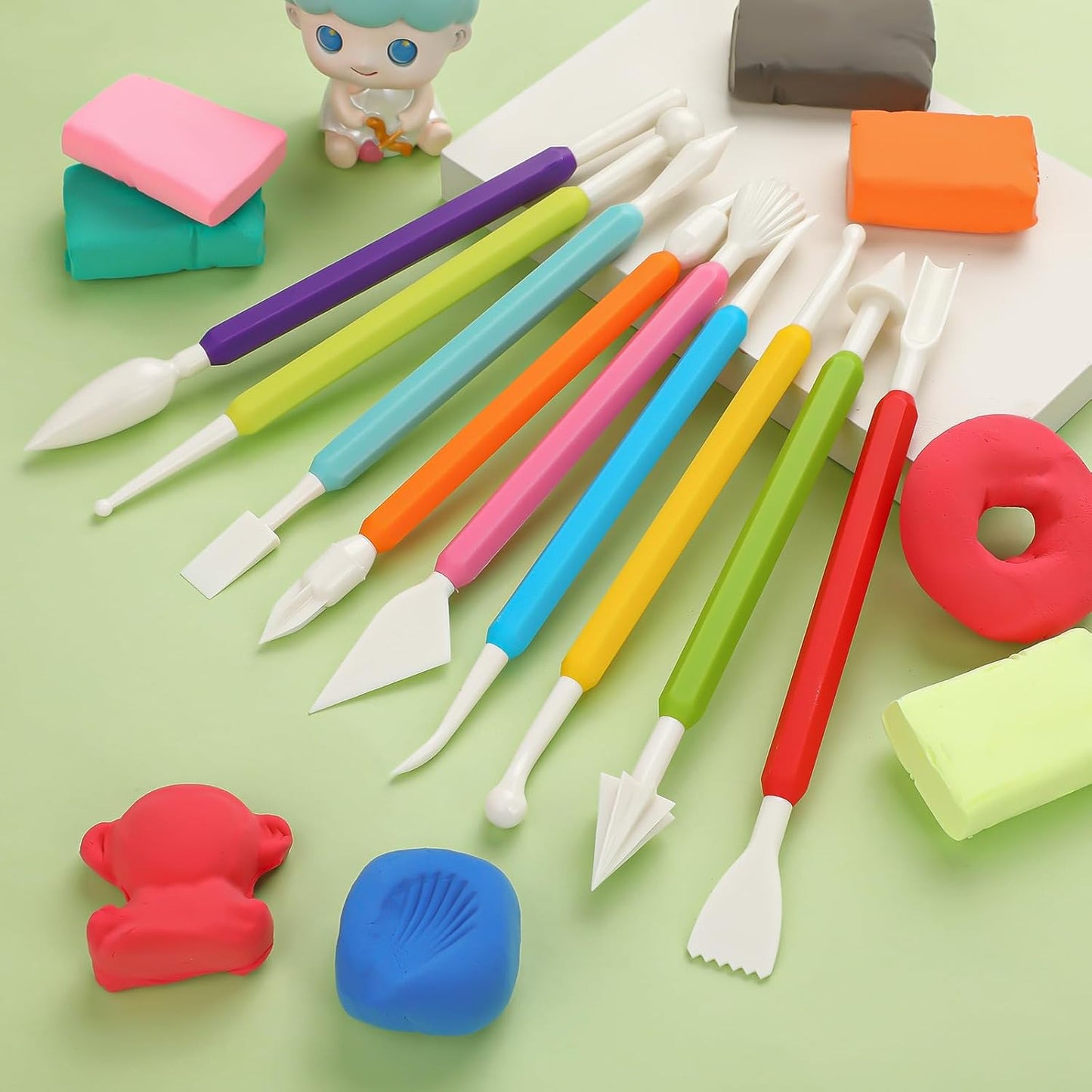 18PCS Clay Sculpting Tools, Double Head Air Dry Clay Carving Tools Kits for Kids and Adults, Sculpting Tools for Clay Sculpey, Modeling Clay Ideal, Air Dry Clay and Shaping