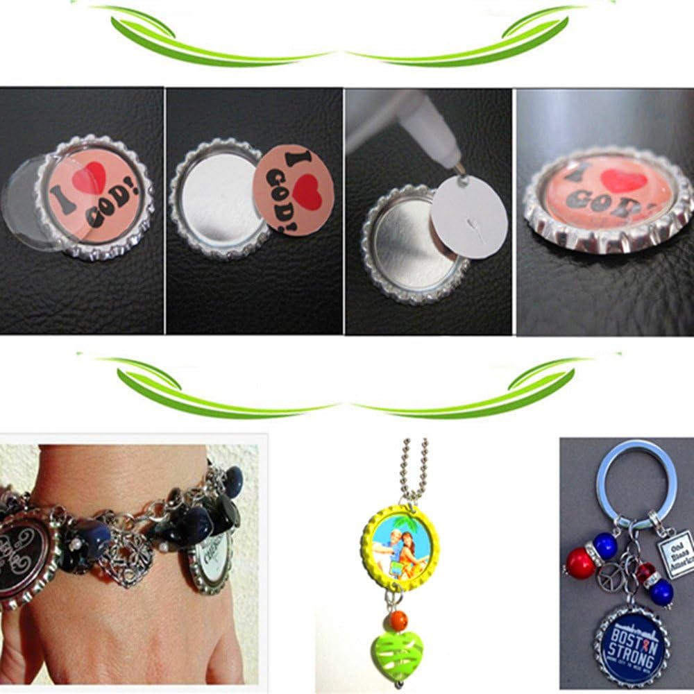 Mixed Colors Flat Bottle Caps with Holes and Rings – 1 Inch Aluminum Bottle Cap Pendants for DIY Jewelry, Crafts, Keychains – 50 PCS