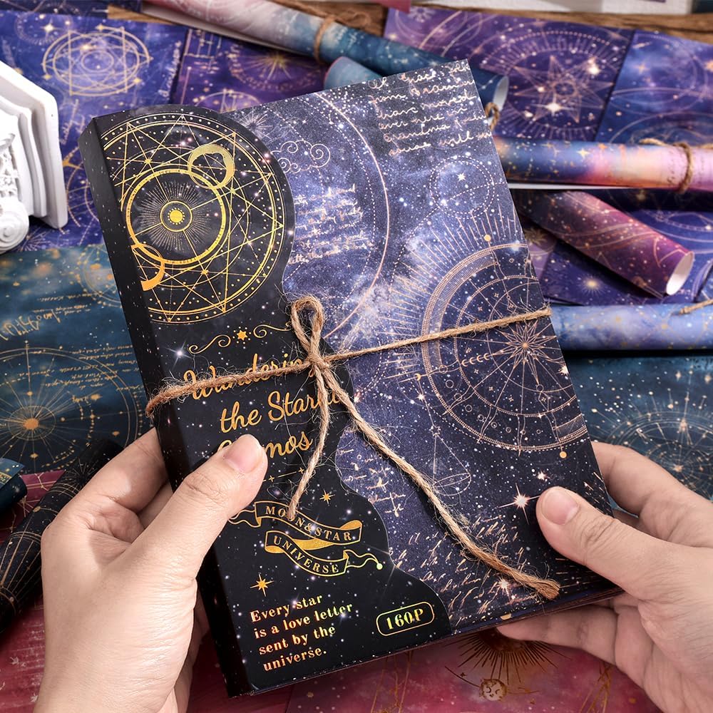 160 Sheets of Starry Sky Scrapbook Paper, journaling Scrapbook Supplies Craft Collage Paper Set, Junk Journal Bullet Journal Poster Room Decor for Card Making Decorative Gifts