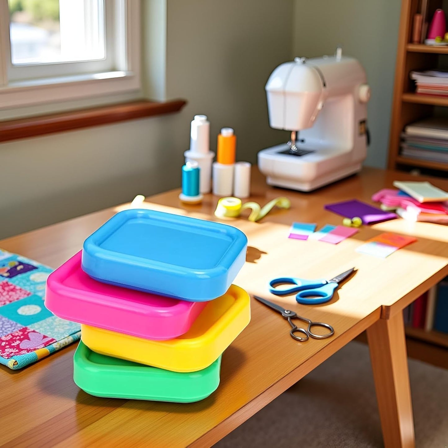 2Pcs Square Plastic Magnetic Pin Cushion Anti Loss Sewing Pin Needle Storage Holder Magnetic Push Pins Holder for Sewing Quilting DIY Projects, Pincushions(Random Color)