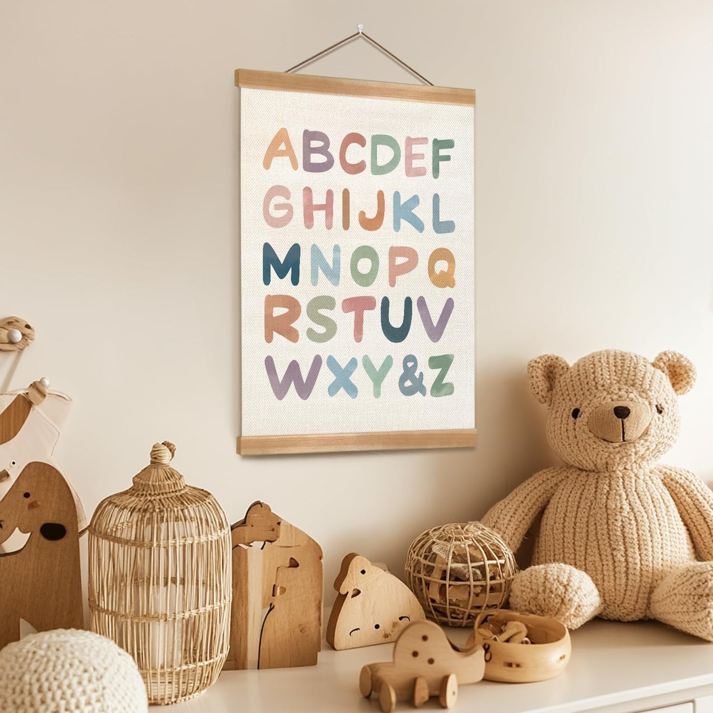 ZTGDA Alphabet Numbers Poster Set of 2, Alphabet Numbers Wall Art Poster, ABC Banner Poster, Numbers Banner Wall Hanging Decor for Toddler Room Playroom Nursery Wall Classroom Decor (12x16inch 123)