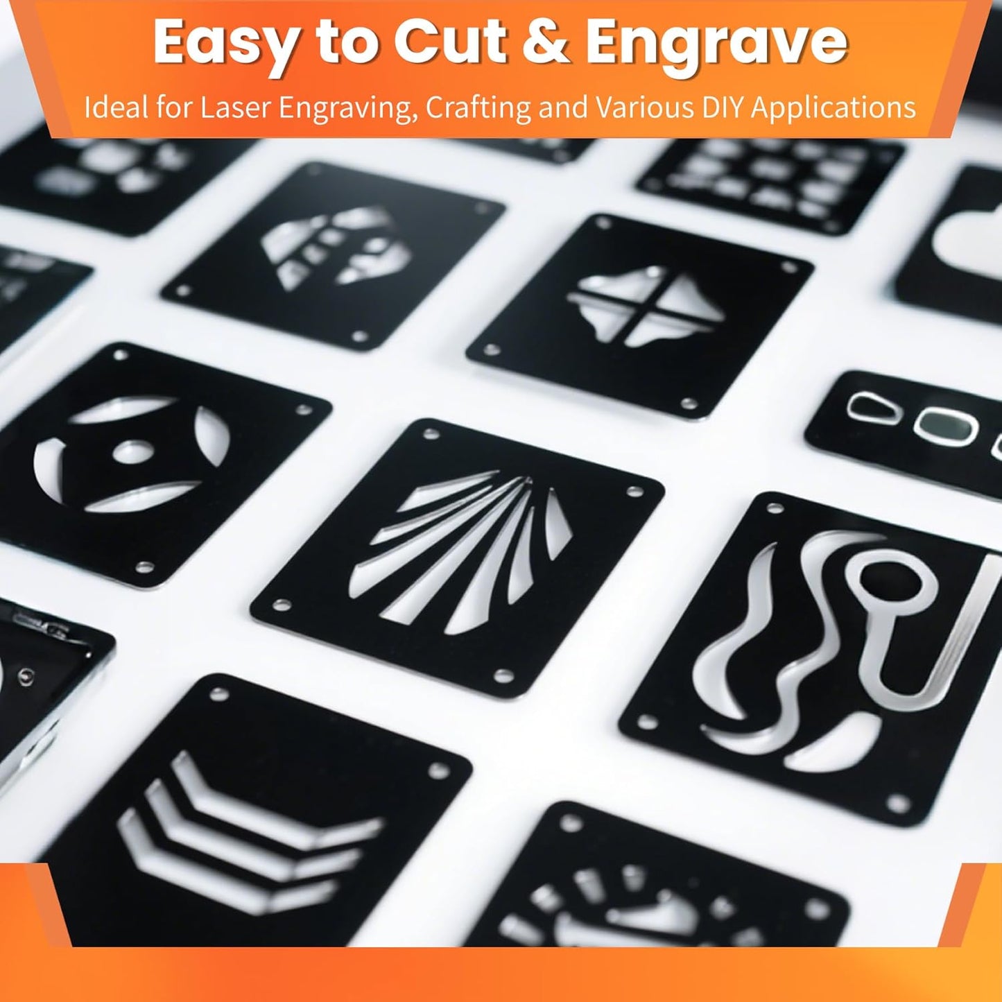 GCGOODS 6 Pcs 7 x 5 inch Anodized Aluminum Sheet Set, Metal Blanks for Laser Engraving, Engraving Plates for Crafting, Decoration, DIY, Black Colors