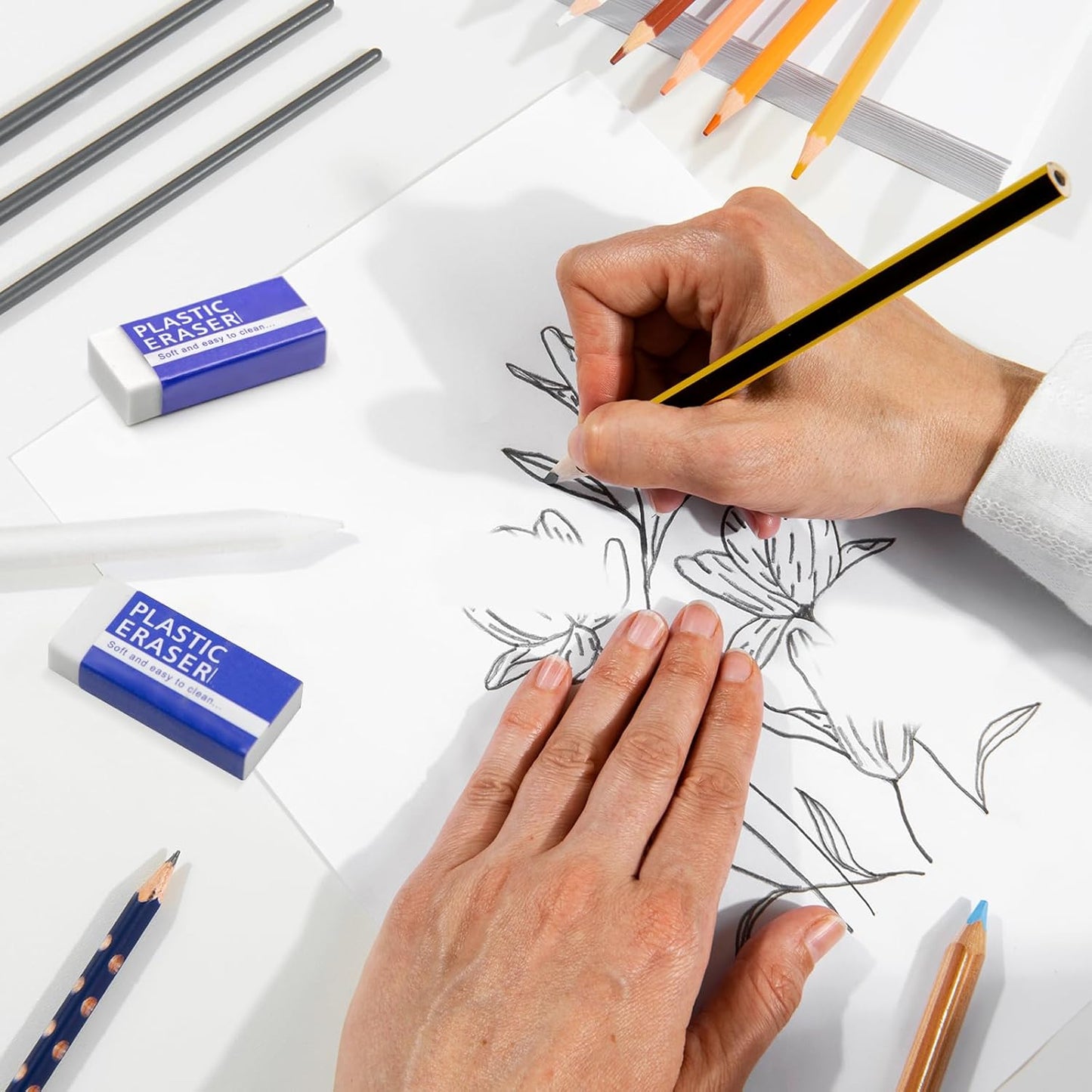 72 Pack White Eraser for Pencil, Bulk Art Erasers for Drawing Sketching, Pencil Erasers Rubber for Kids Prize, School Classroom Students, Office Supplies