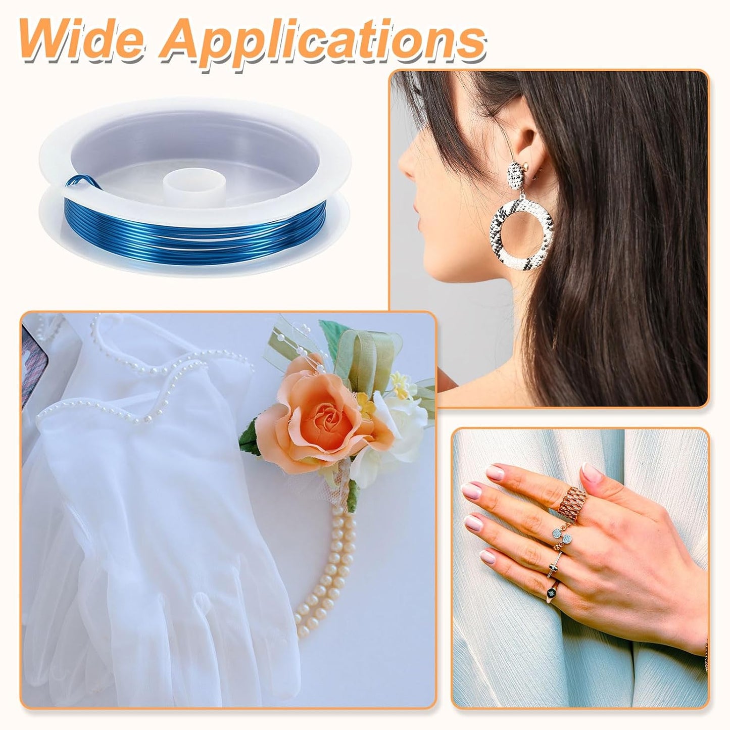 HARFINGTON 8ft Jewelry Wire, 20 Gauge (0.8mm) Brass Craft Soft Metal Tarnish Resistant Copper Beading Wire for Jewelry Making Supplies Crafting, Blue