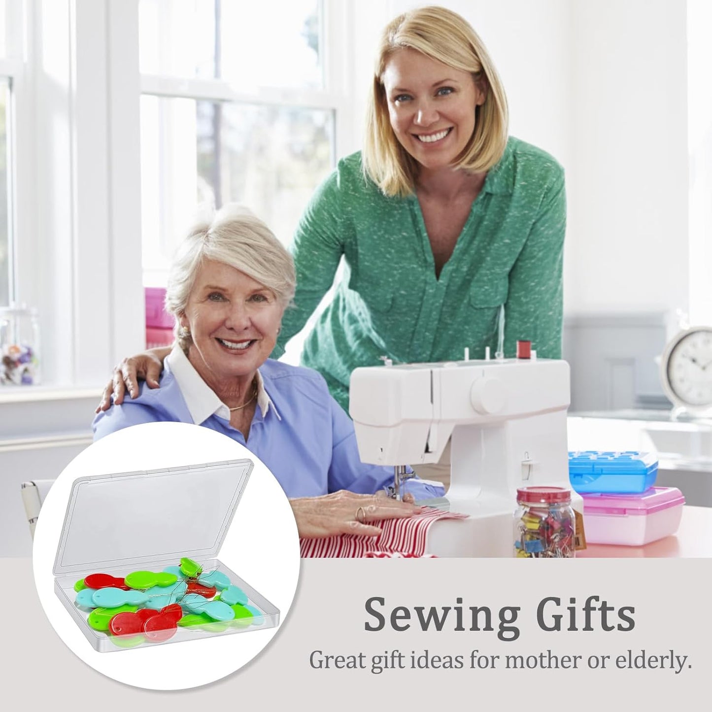 Needle Threaders, Plastic Needle Threaders for Hand Sewing, Gourd Shaped Sewing Machine Needle Threaders with Clear Box, Threader for Small Eye Needles, Embroidery, DIY Arts, 30 PCS