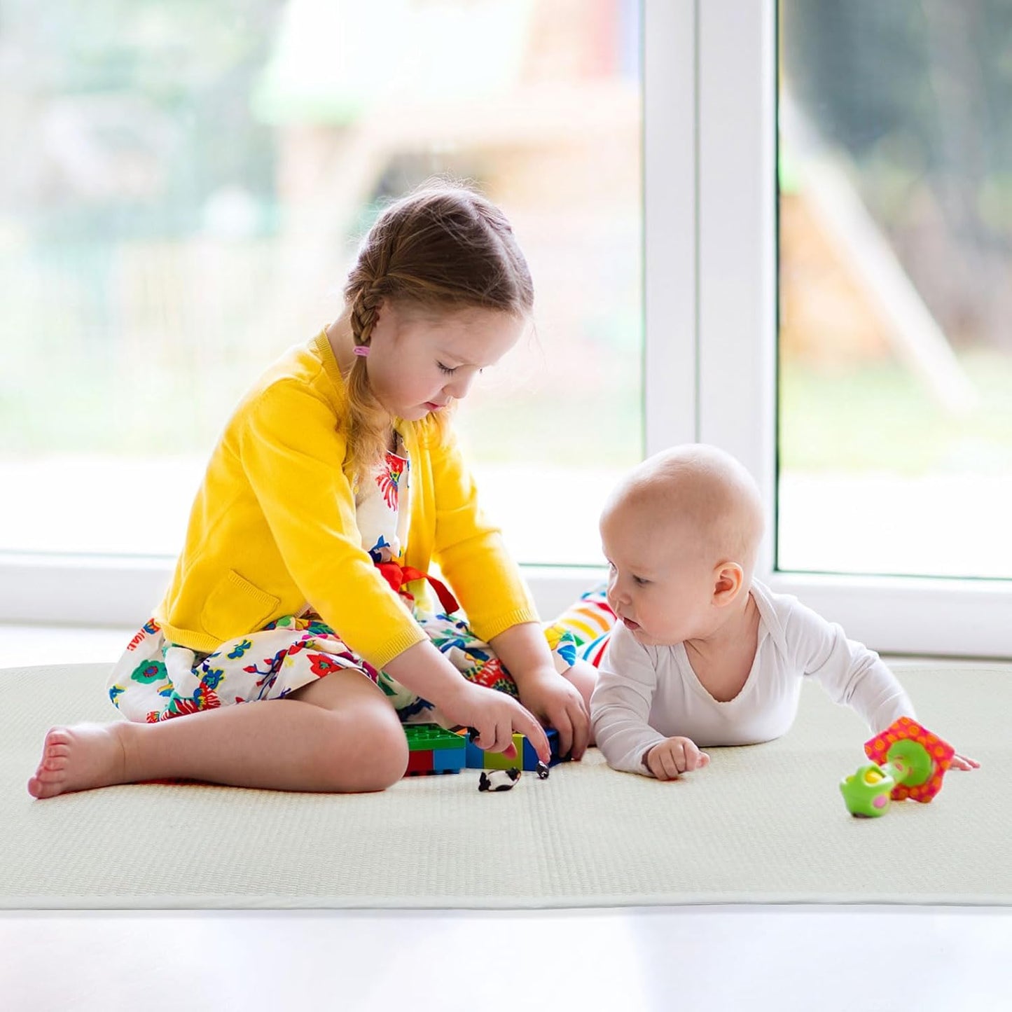 MEYOR Montessori Mat Children Playing Mat 27.6"x43.3" Montessori Work Rugs Cotton Hand Woven Rug(Large)