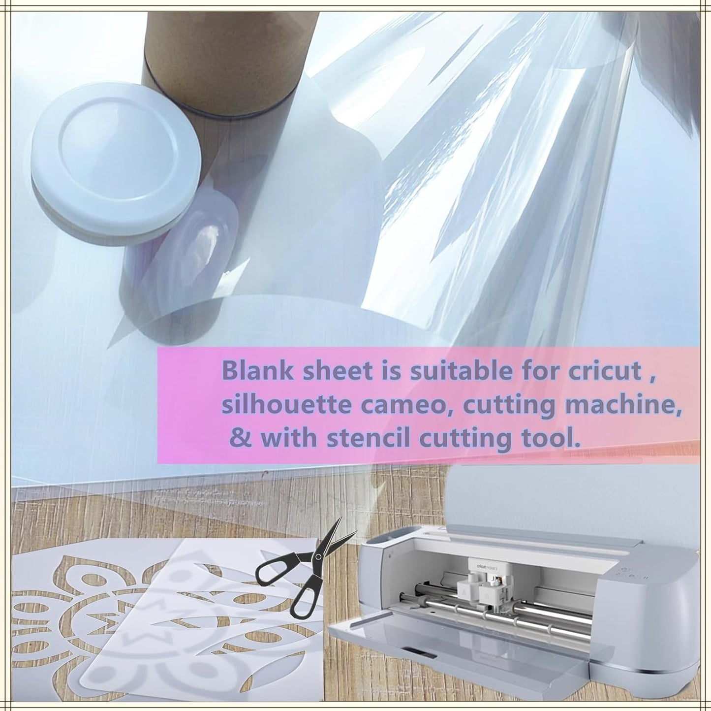 Clear Craft Plastic Sheets, Blank Stencil 18" x 48" 5 Strong and Flexible Transparent Acetate Mylar Sheet for Cricut