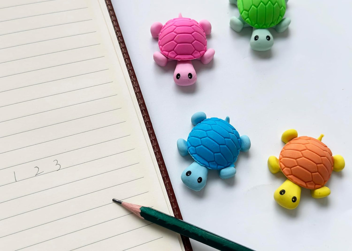 36 Pcs Pencil Eraser Set, 3D Cute Erasers for Kids, Children's Gifts, Party Favor, Classroom School Rewards (Turtle)