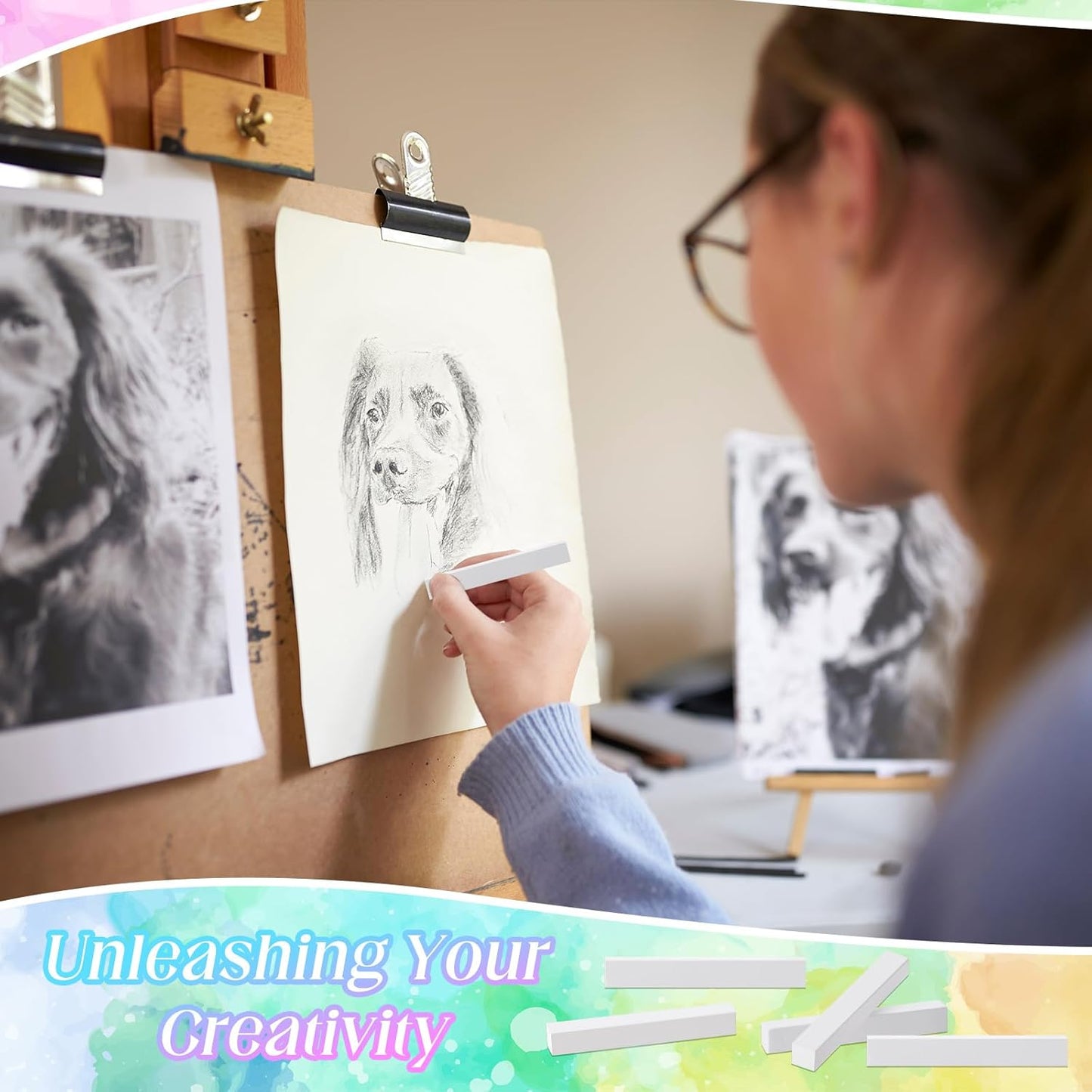 24 Pcs Soft Pastel Drawing Chalk Set Square Sketch Chalk Non-toxic Artist Pastel Sticks for Professional Artists Students and Art Lovers(White)