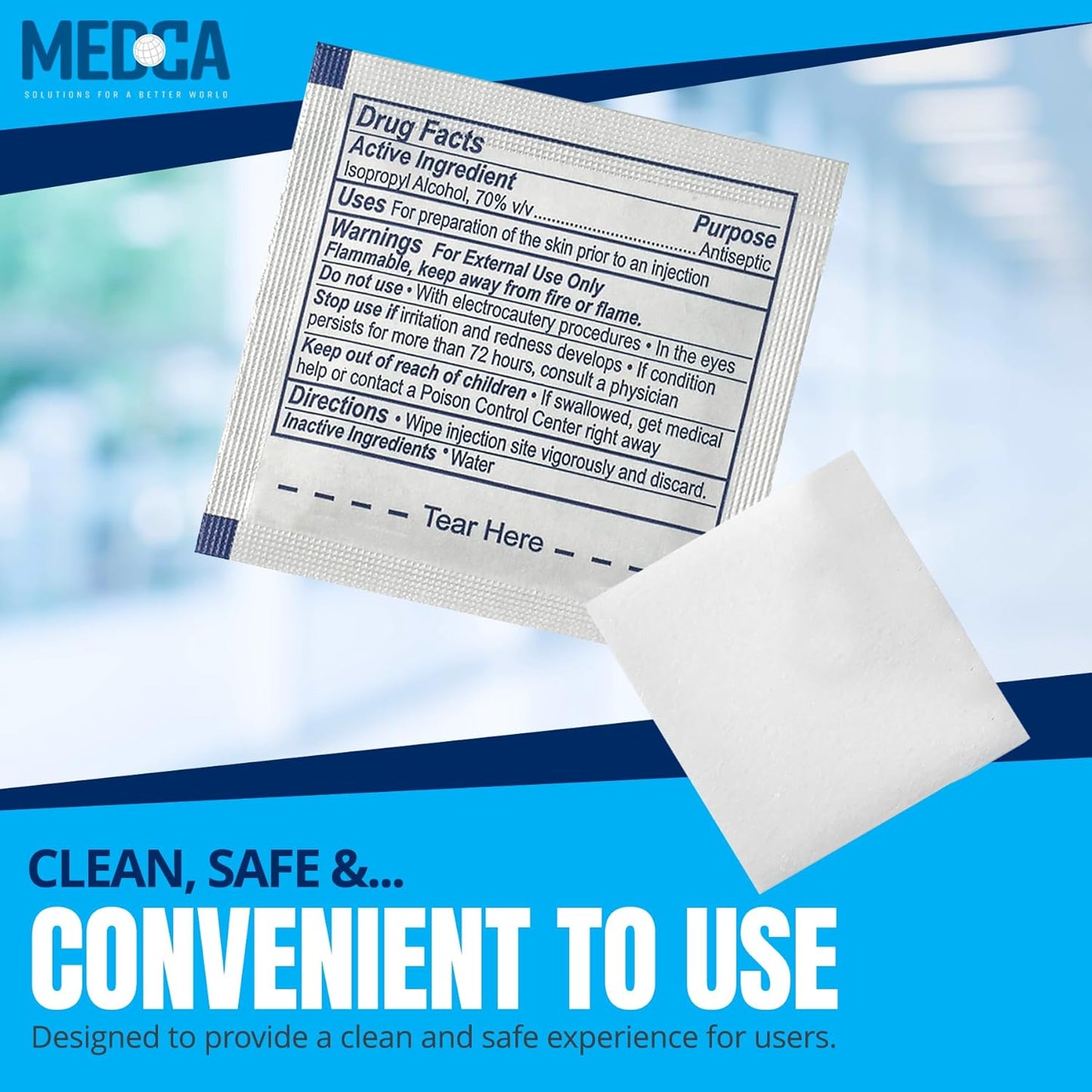 MEDca Alcohol Prep Pads - 1000 Count, 70% Isopropyl Alcohol, Unscented, 2-Ply Cotton, Individually Wrapped, Latex-Free, Ideal for Minor Cuts, Scrapes, and Electronics