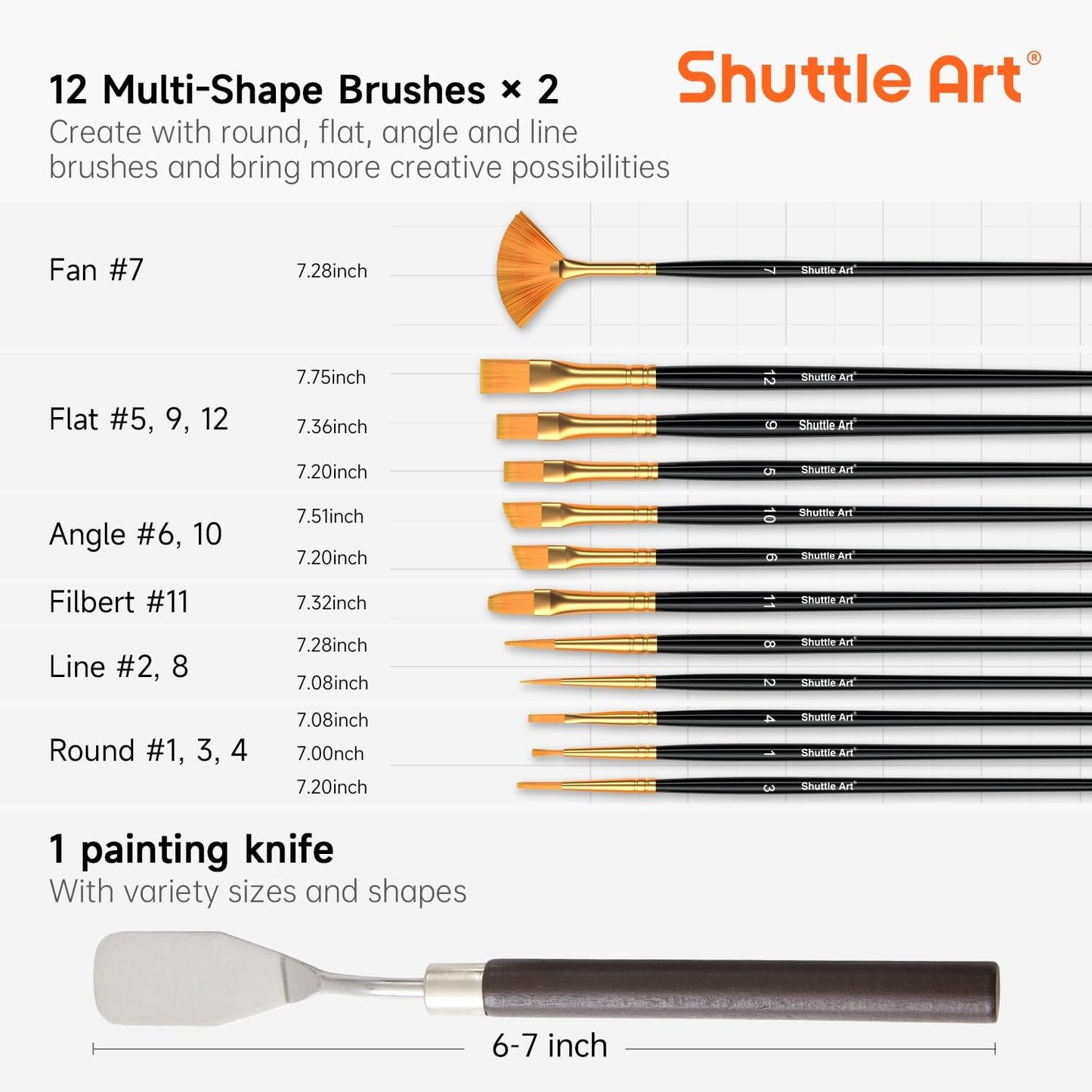 Shuttle Art 100 Colors Acrylic Paint, 2oz/60ml Bottles, Include 2 Sets of 12 Paint Brushes, 1 Art Sponge & Palette, Premium for Artists, Beginners & Kids on Canvas Rocks Wood Ceramic