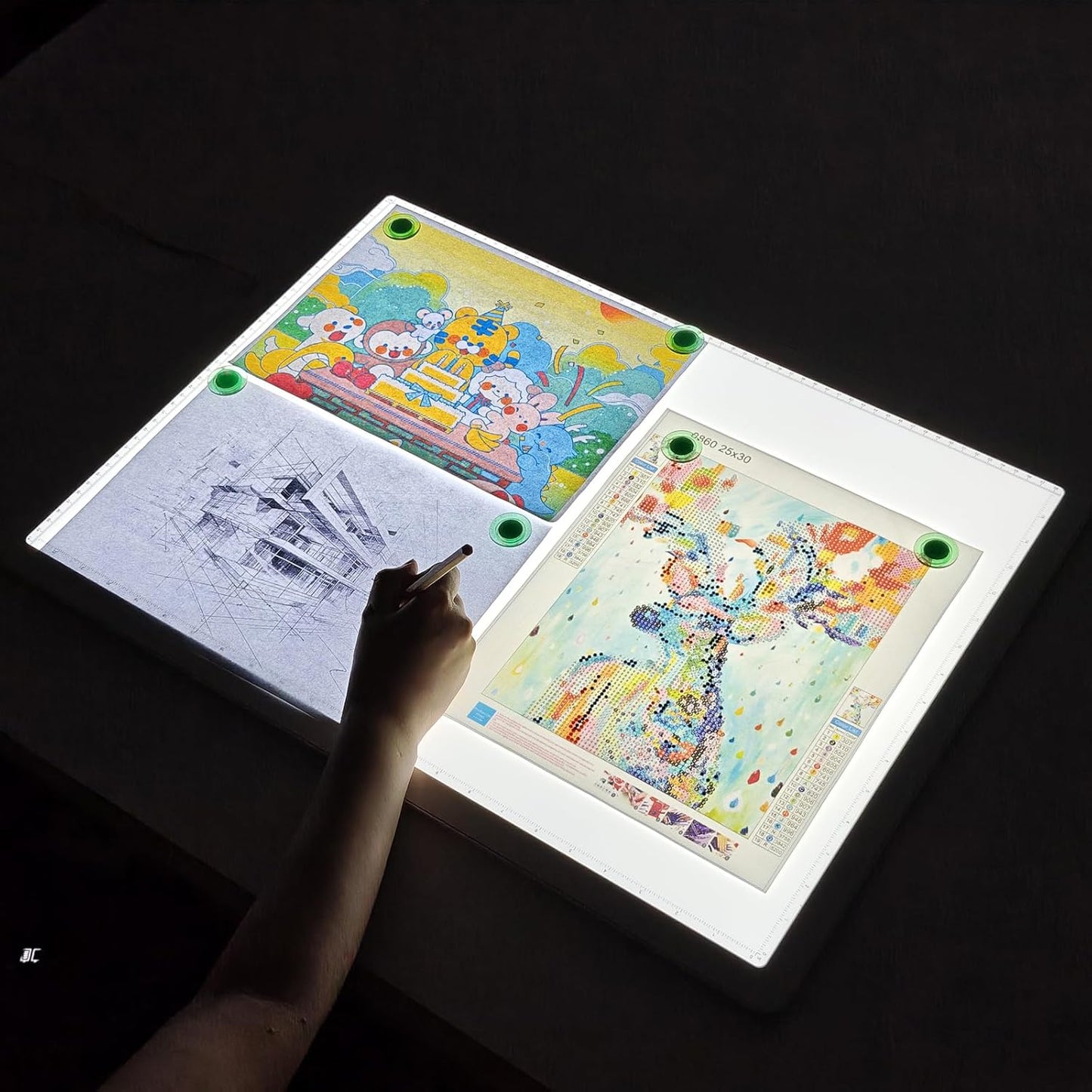 TOHETO A2 Light Pad 25.2''x18.4'', Large Magnetic LED Light Board for Diamond Painting, 3-Color Modes Light Box for Tracing, 6-Level & Stepless Dimmerable Diamond Art Light Table for Drawing,Sketching