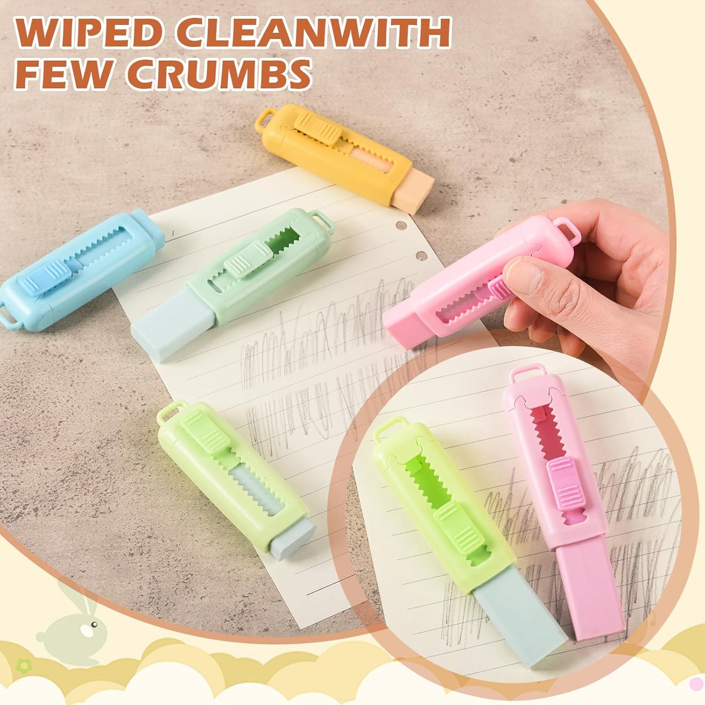 24 Pcs Cute Retractable Eraser for Pencils Cute School Supplies Kawaii Erasers for Kids Fun Cartoon Erasers Back to School Supplies Kid Party Favors Gift (Style 2)