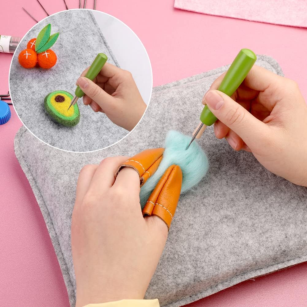 WONVOC Needle Felting Pad, 9.84 x 7.87 x 1.38'', Needle Felting Tools for Beginner Felting Tools with Felting Needle Holder, Felting Needles for Craft DIY