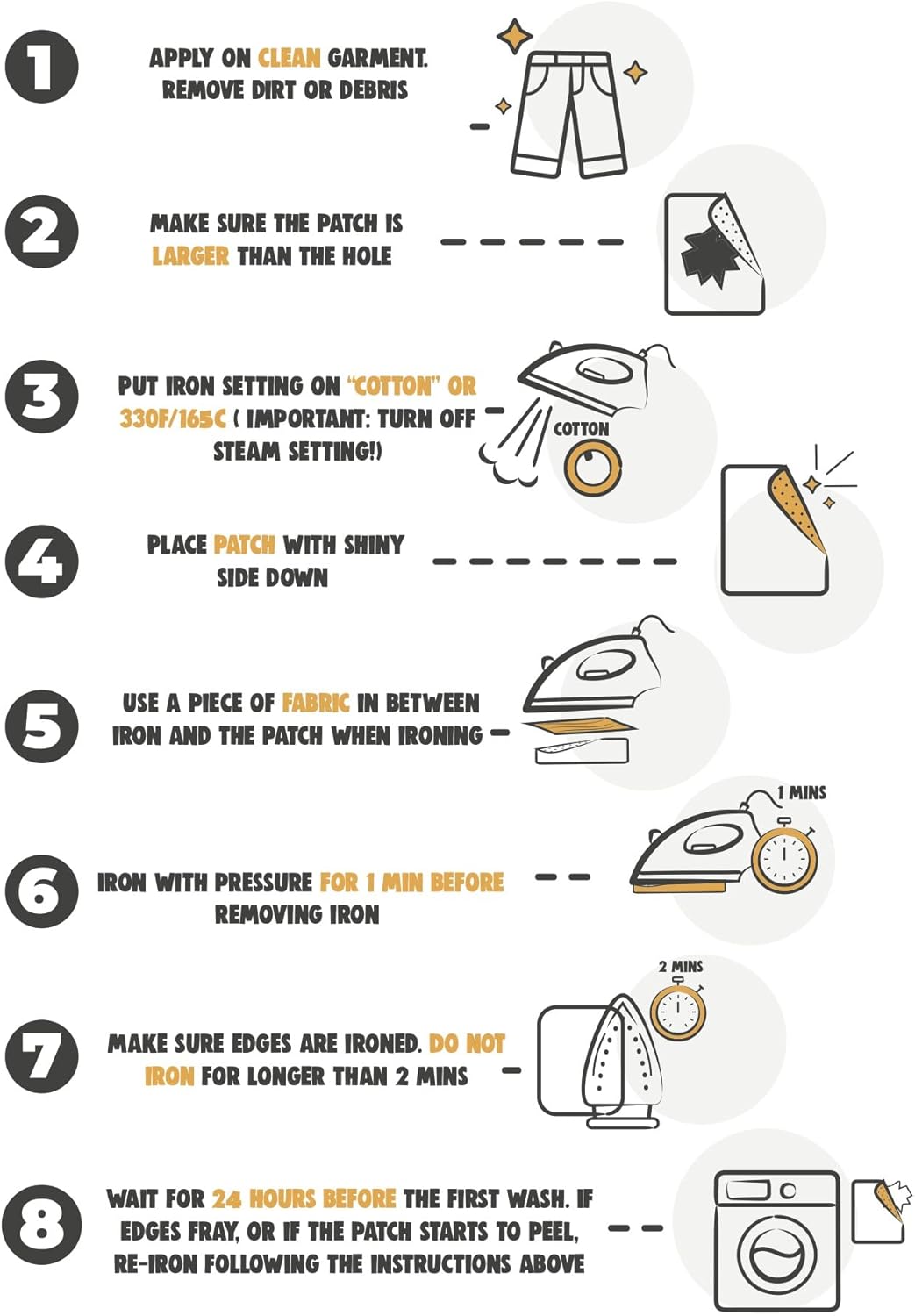 Johnson & Smith Iron On Patches - 12-Piece Iron On Patch for Clothing, Pants Repair - Adhesive Fabric Patches in Rectangle Shapes - Easy to Use, No Sewing Needed - Uniform Colors