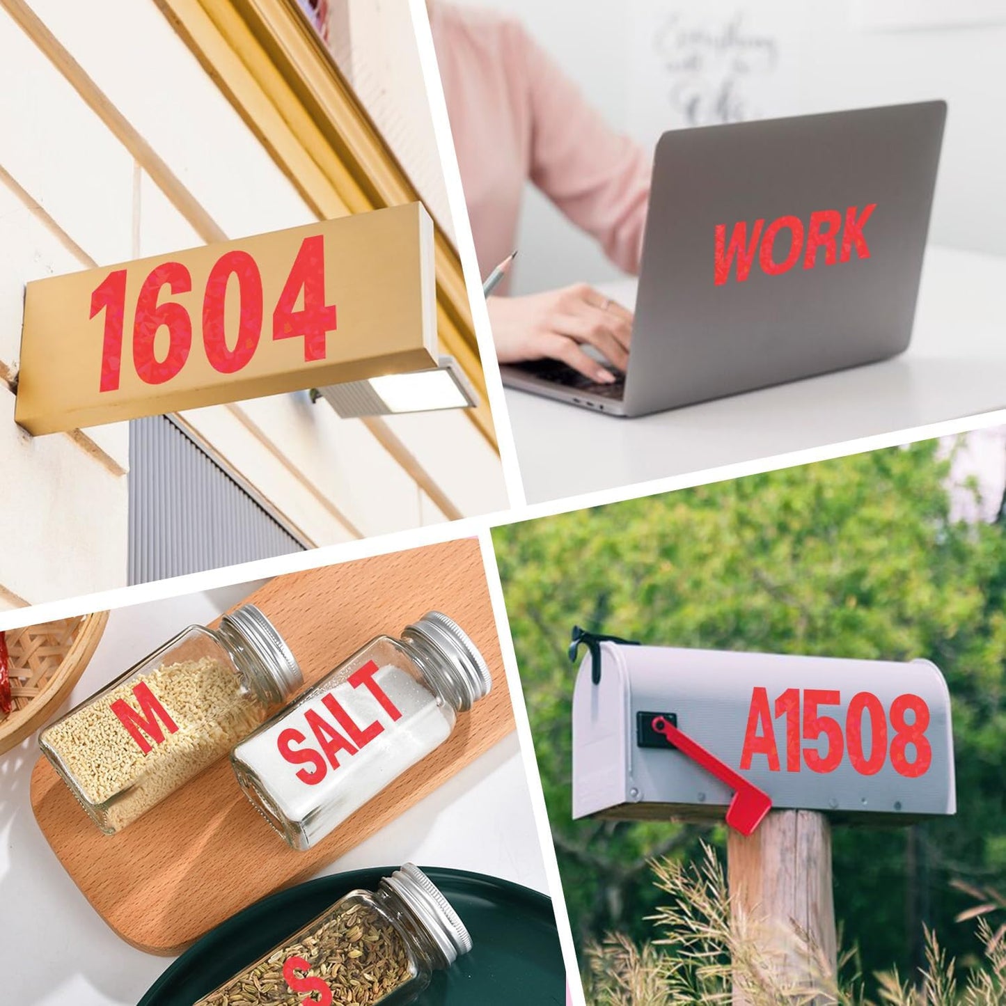 Starboling Letter Stickers,2 inch 8 Sheets Red Alphabet Sticker,Self Adhesive Vinyl Letter Stickers Mailbox Numbers,for Arts Crafts Outdoor Sign Poster Mailbox Sign Doors Mailboxes Car Truck