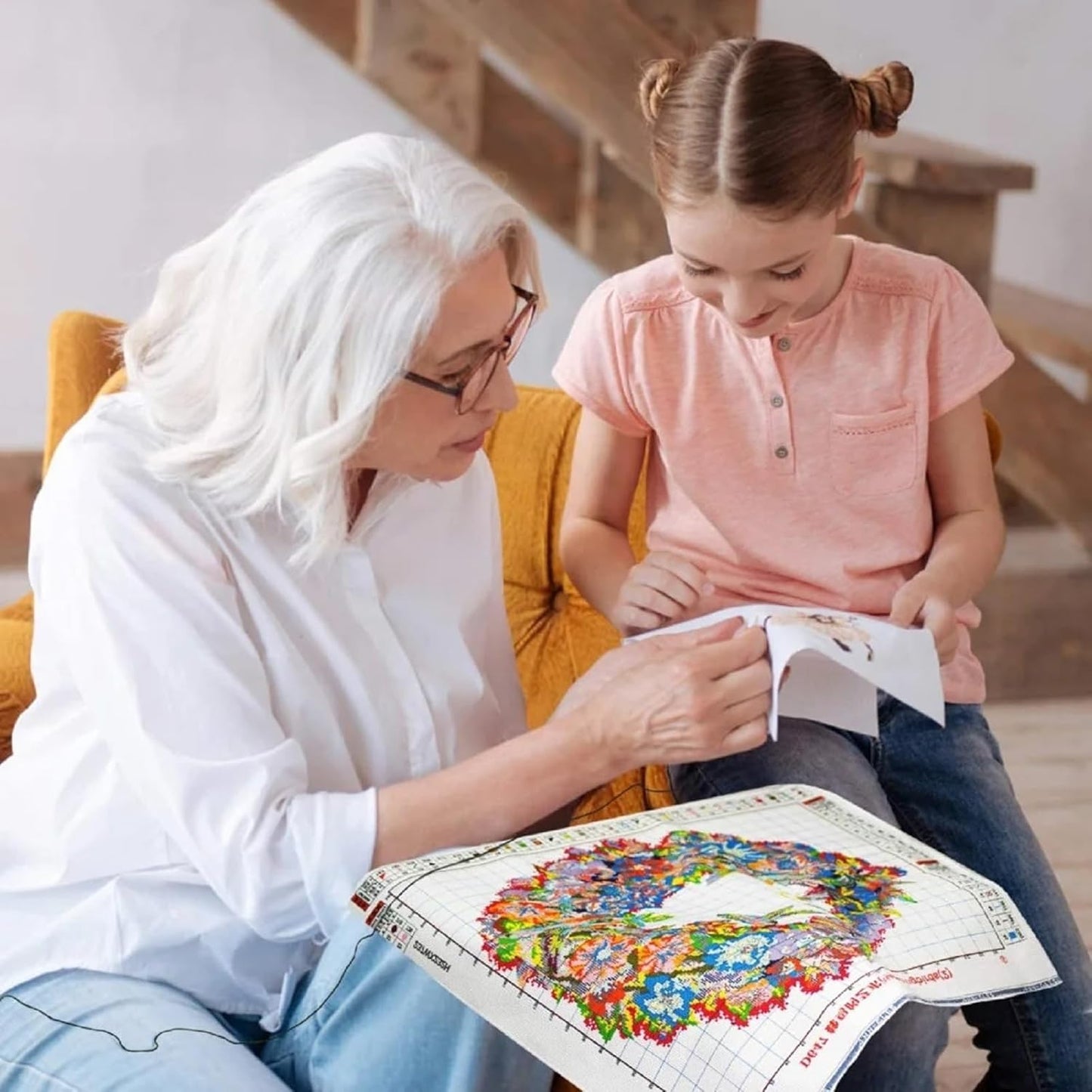 Hopeart Stamped Cross Stitch Kits for Beginner Embroidery Kits for Beginners Adults DIY 11CT Cross Stitch Patterns Needlepoint Kits Crossstitching Kits-Forest Deer 16x20 inch