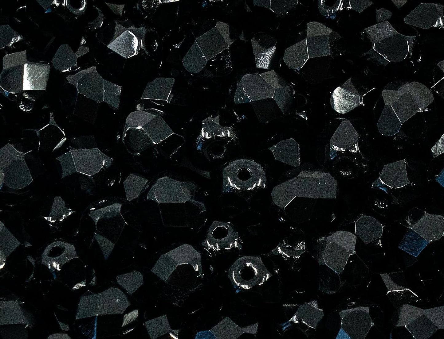 50 pcs Faceted Fire Polished Pressed Czech Glass Beads 6mm (0.24in), 23980 Jet Black